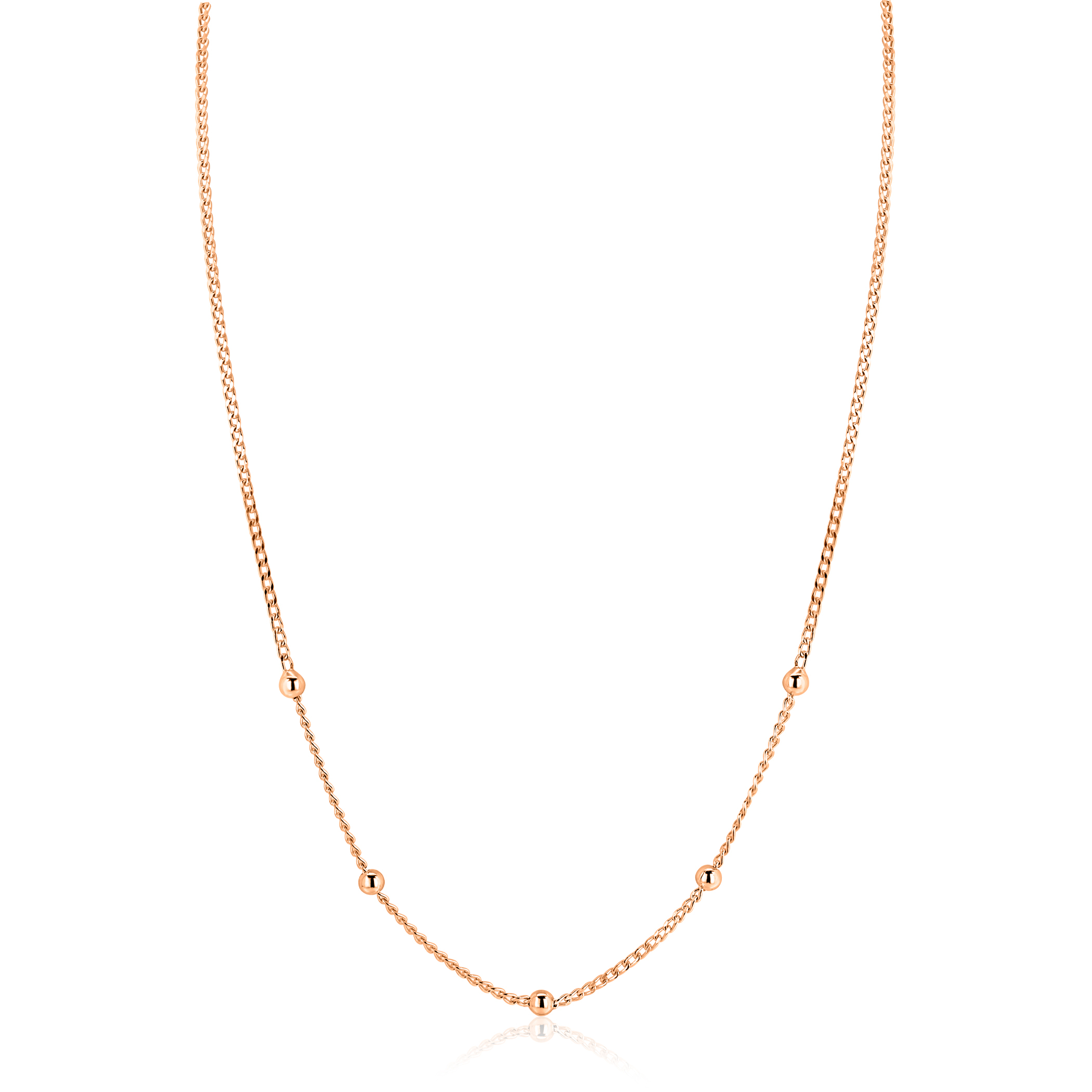 ZINZI zlv. collier rosé verg.gourmet / bolletjes 42+3