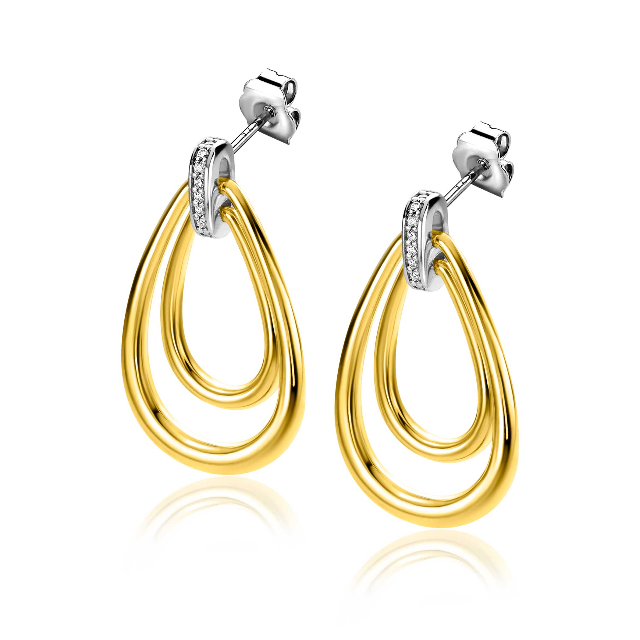 ZINZI zlv.oorh.gg.verg.2x druppelvorm en zirc.28mm