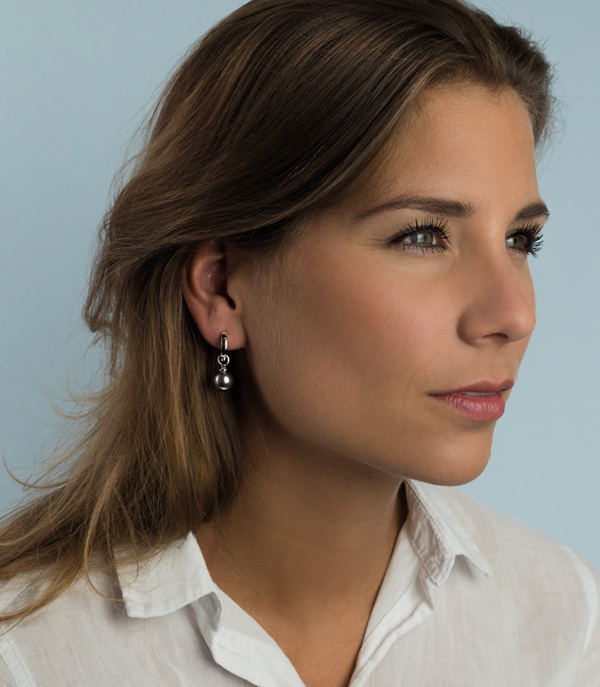 ZINZI silberne Ohrhänger Perle grau ZICH266G