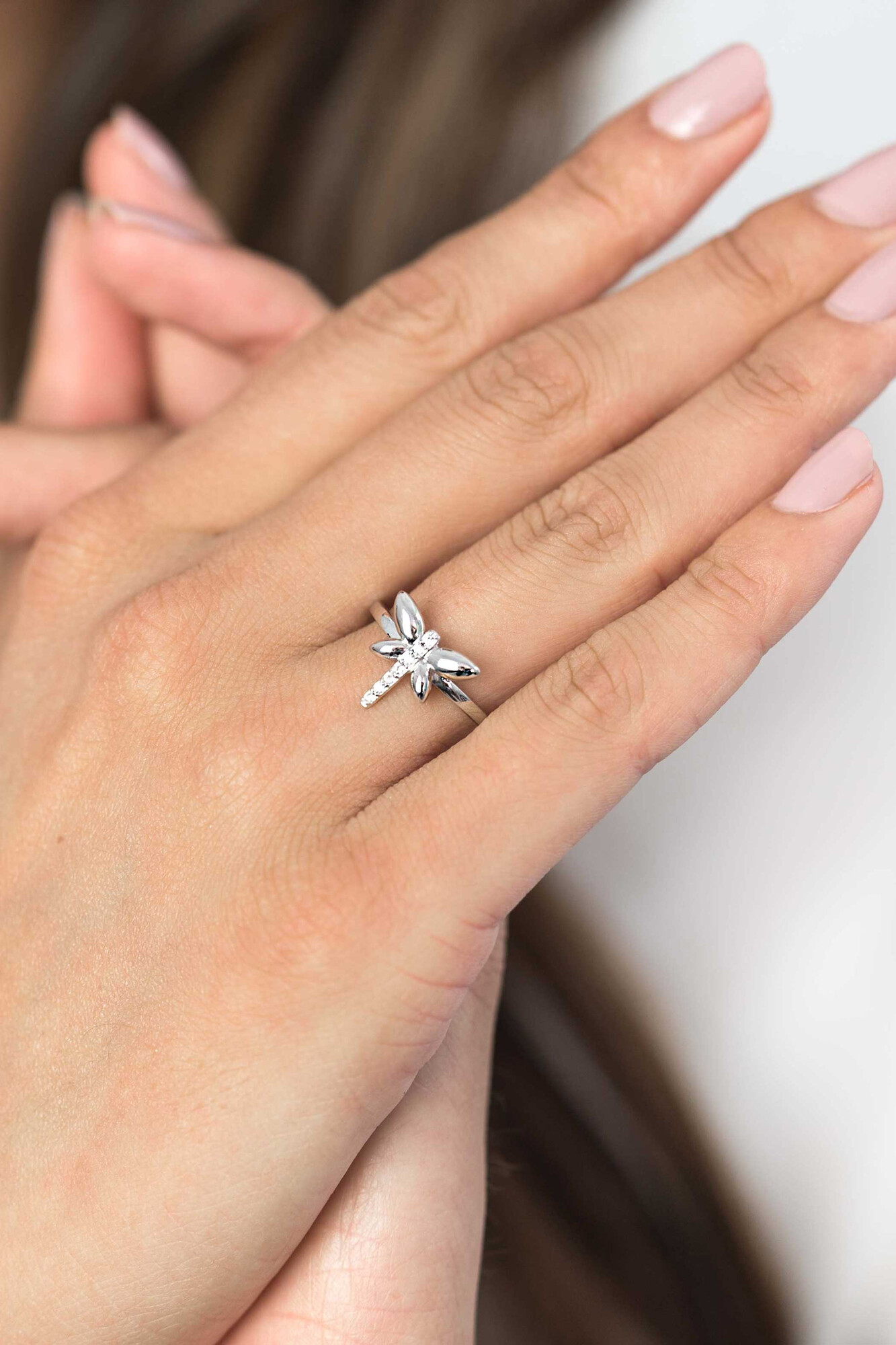 ZINZI silberner Ring Libelle weiß 12mm ZIR1887