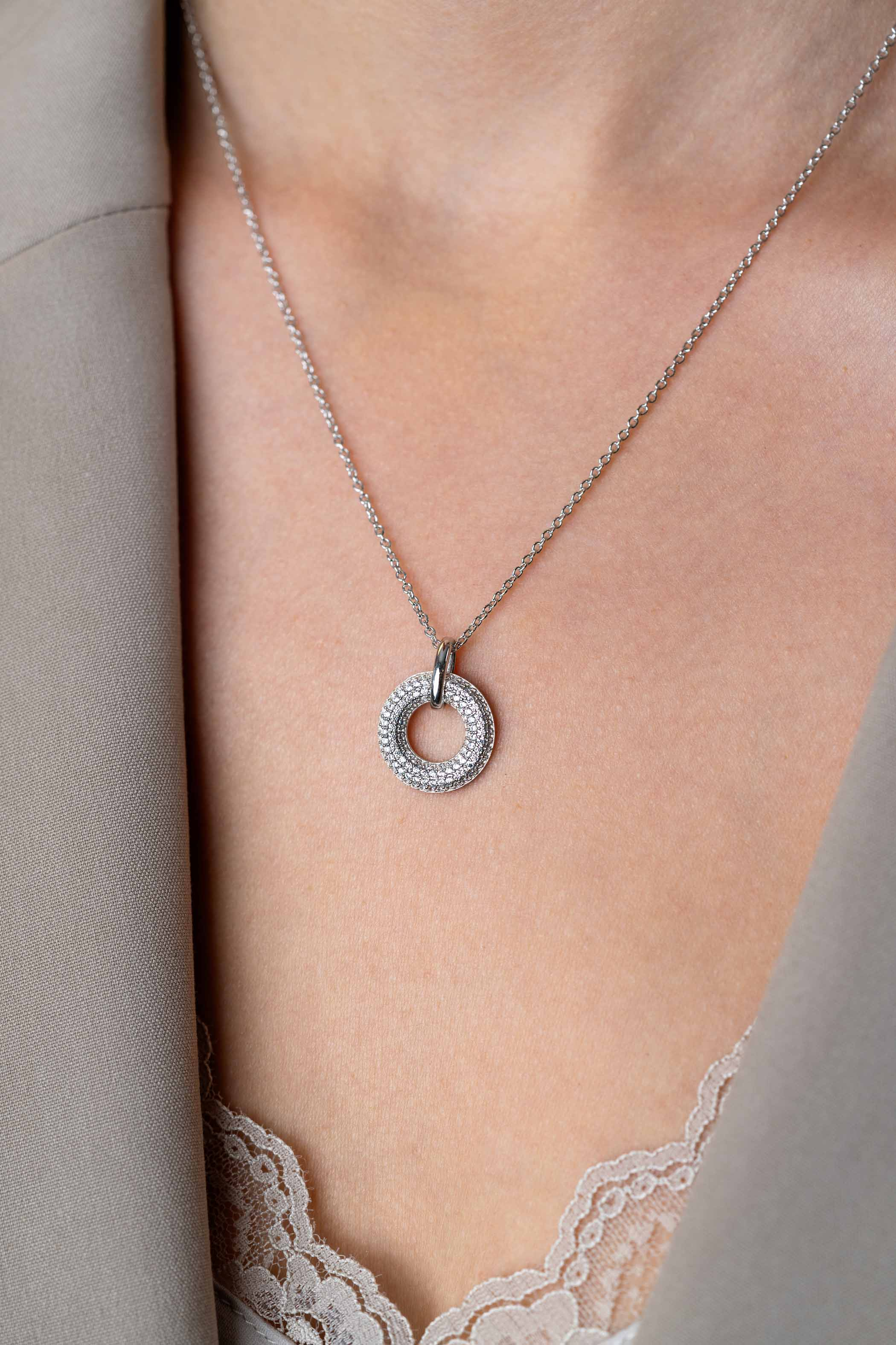 ZINZI zlv. hanger donut pave gezet zirconia's 16mm