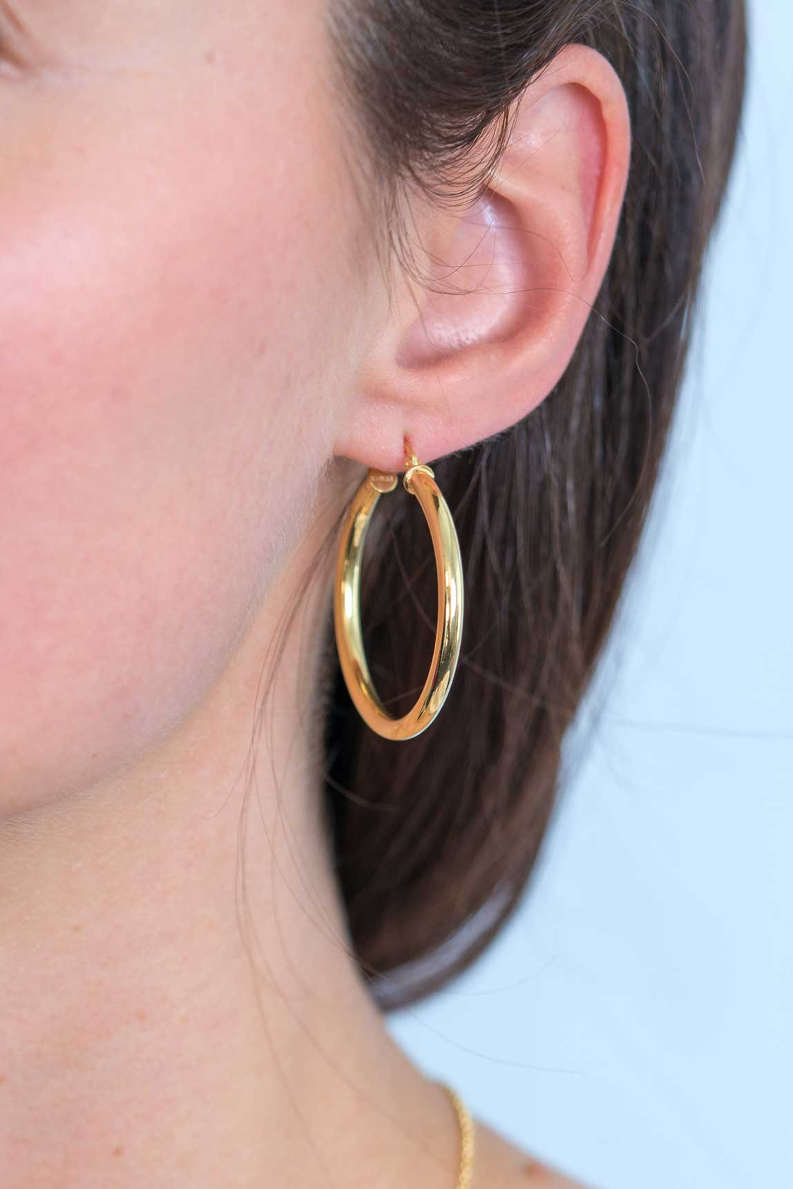 ZINZI silberne Ohrringe 14K gelb vergoldet 36x3mm rund ZIO2179G