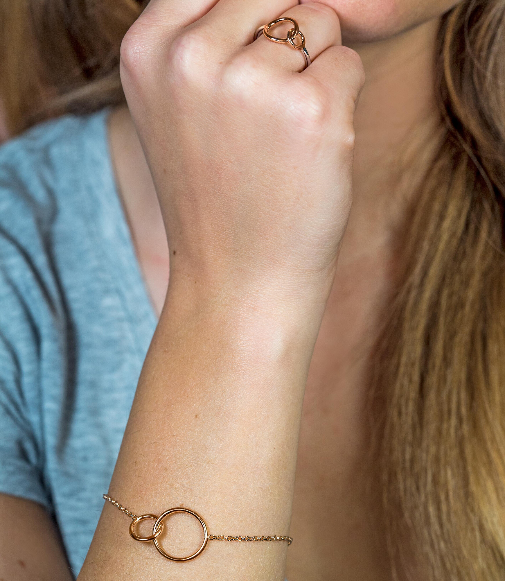 ZINZI silberner Ring rosé vergoldet 2 runde Formen ineinander   ZIR1278R