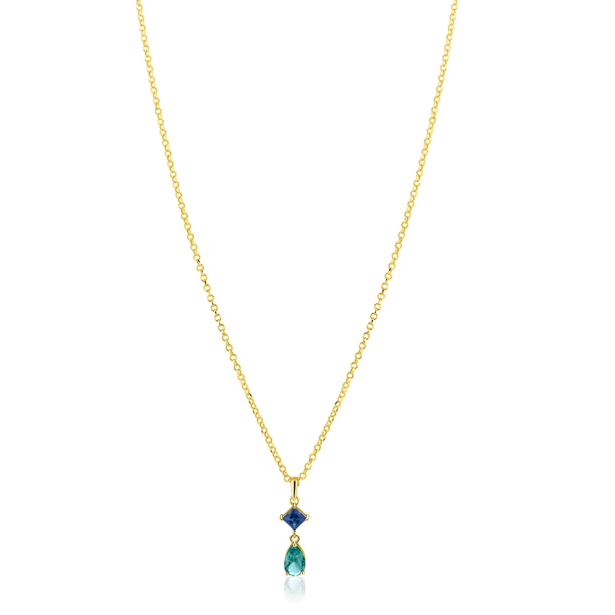 ZINZI zlv.collier gg.verg.hanger peer aqua/VK blauw