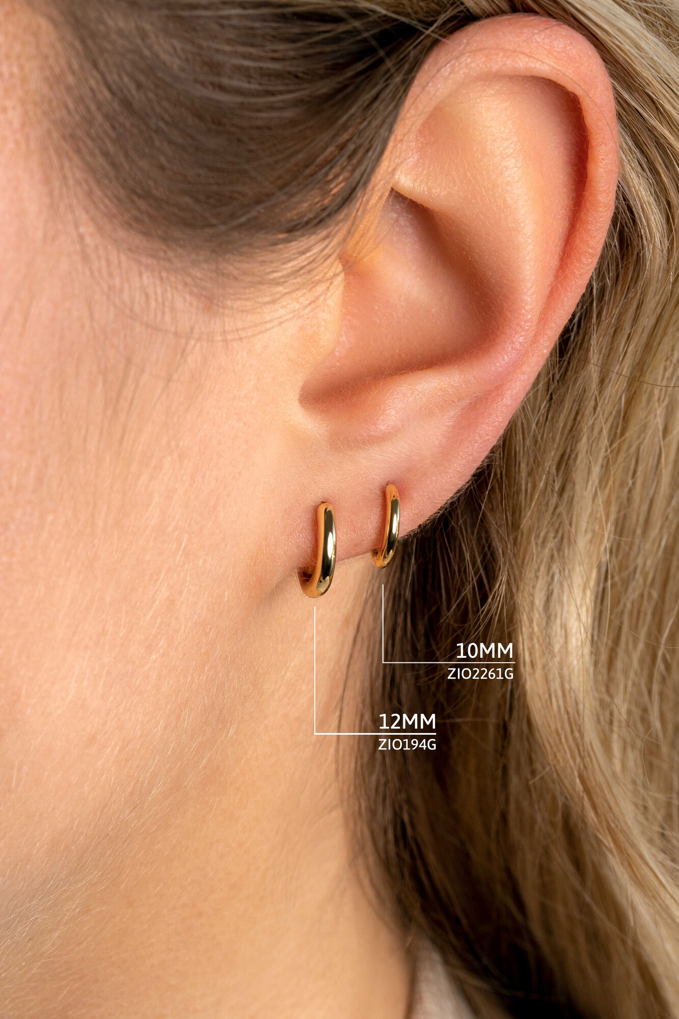 ZINZI Silber Luxusohrringe extra 14K gelb vergoldet glatt 10x2mm ZIO2261G
