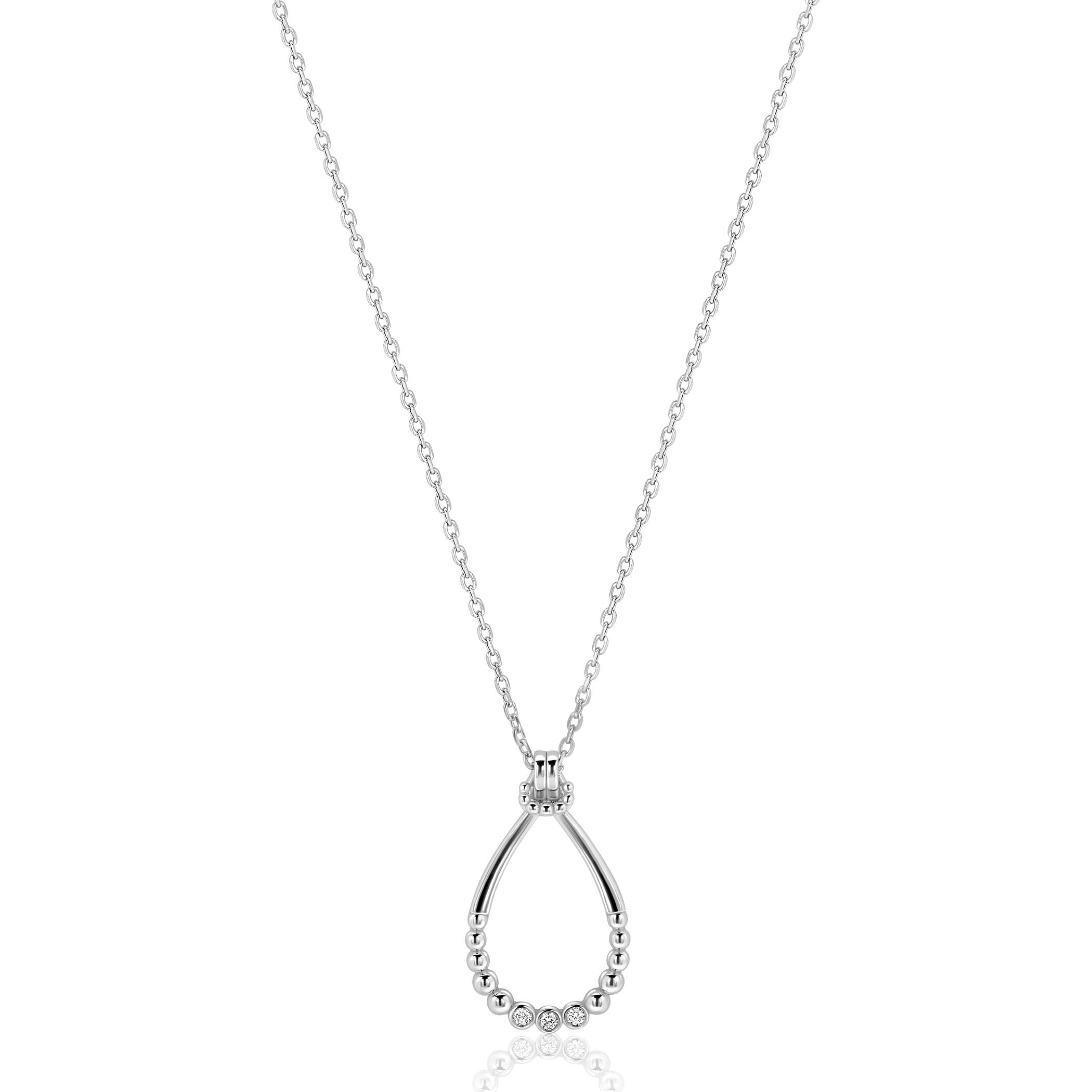 ZINZI zlv. collier ovale open hanger bolletjes en zirc.