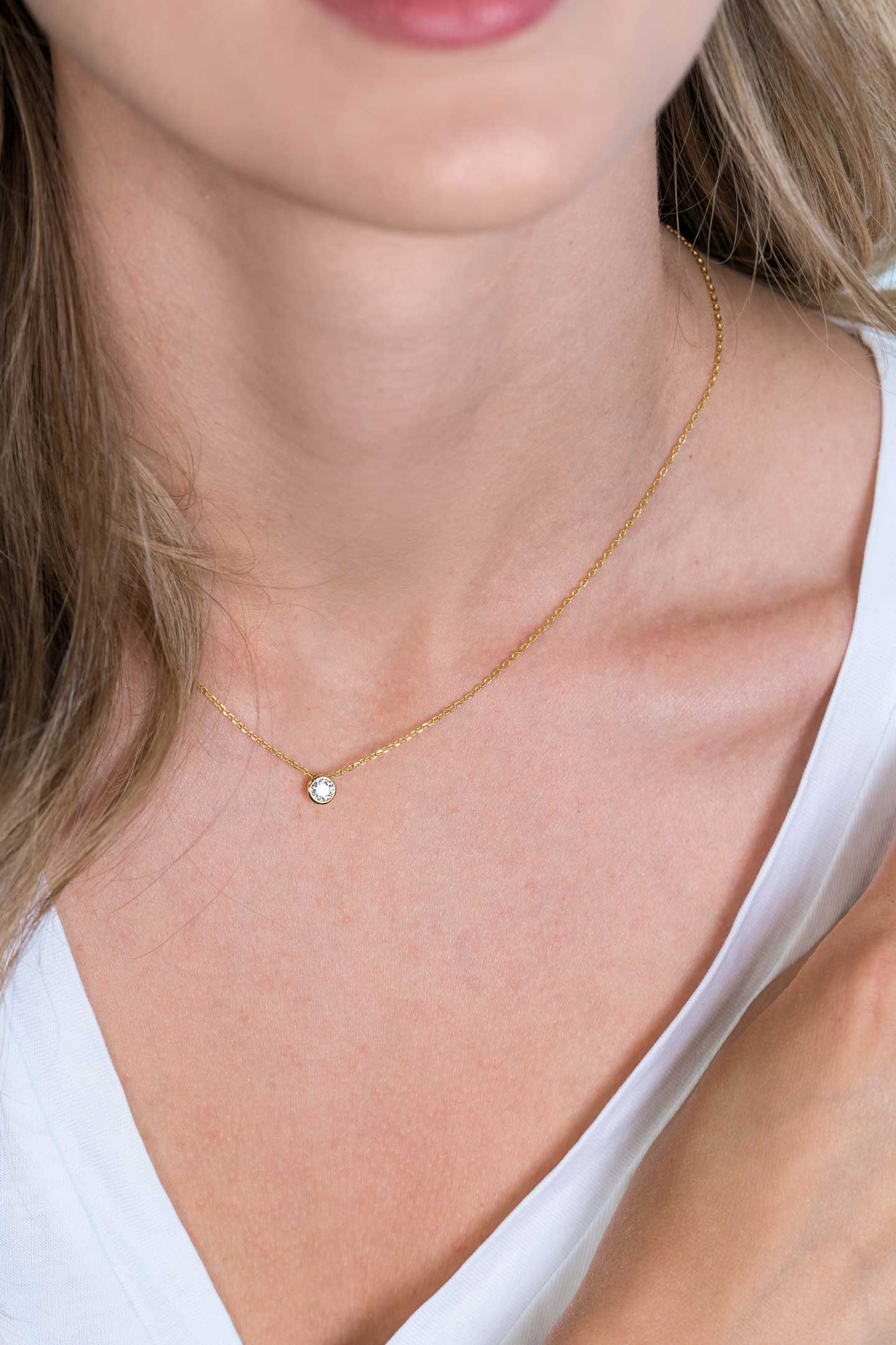 ZINZI silberne Kette 14K gelb vergoldet mit Anhänger rund 40-43cm ZIC1393Y