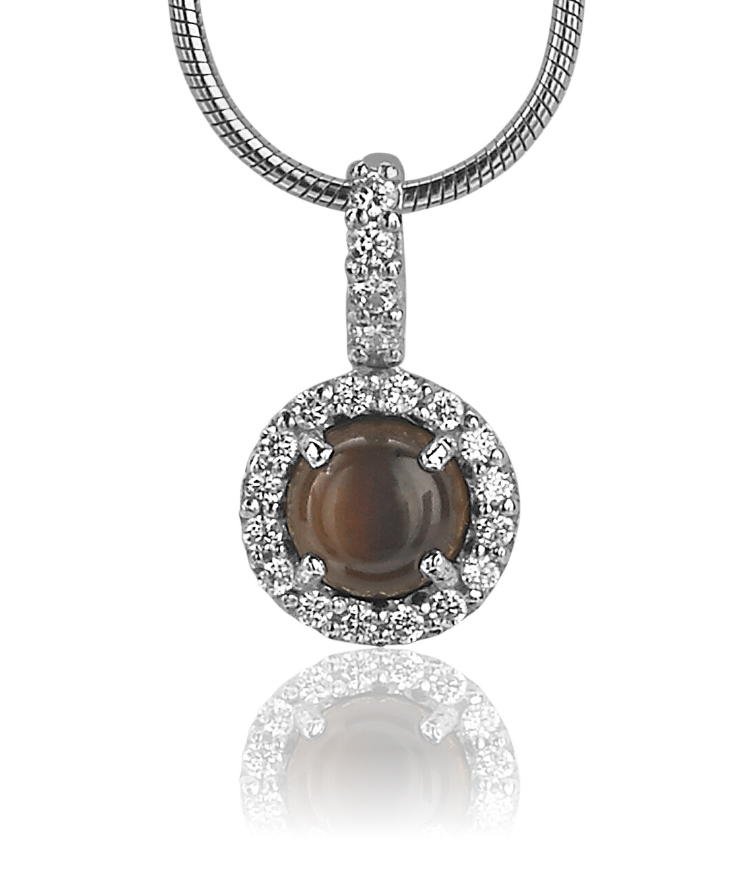 Zinzi silberner Anhänger braun Perle ZIH1039C