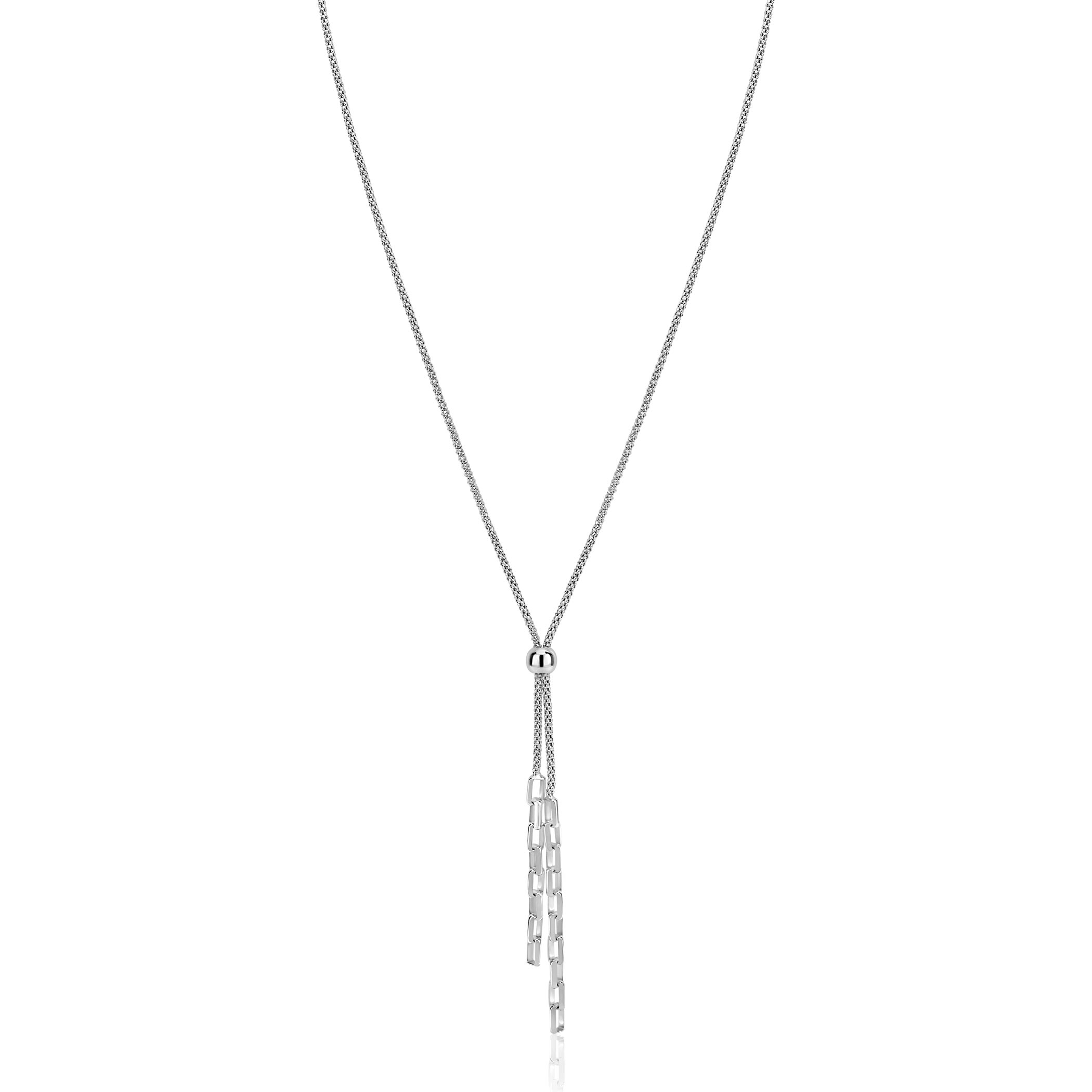 ZINZI zlv. Y-collier popcorn en schakels 43-46cm