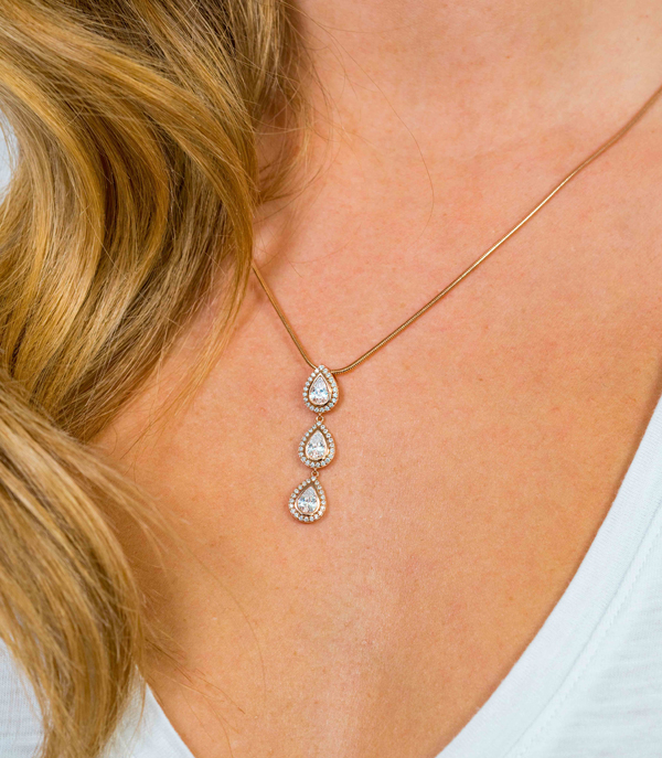 ZINZI silberner Anhänger rosé vergoldet Tropfen weiß ZIH1752R