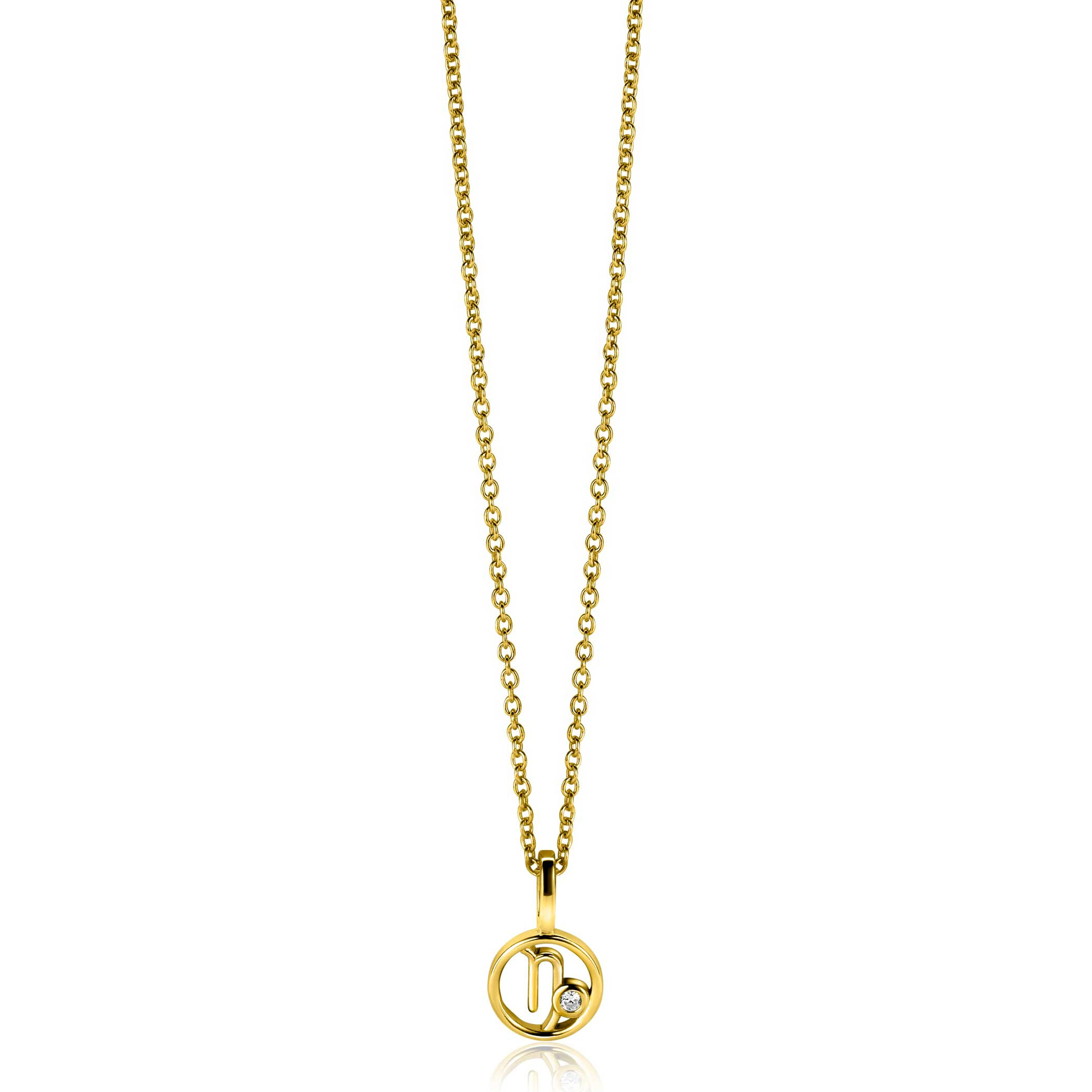 9mm ZINZI vergoldeter Silber Steinbock Sternzeichen-Anhänger, besetzt mit weißen Zirkonia ZIHY-STE (ohne Kette)