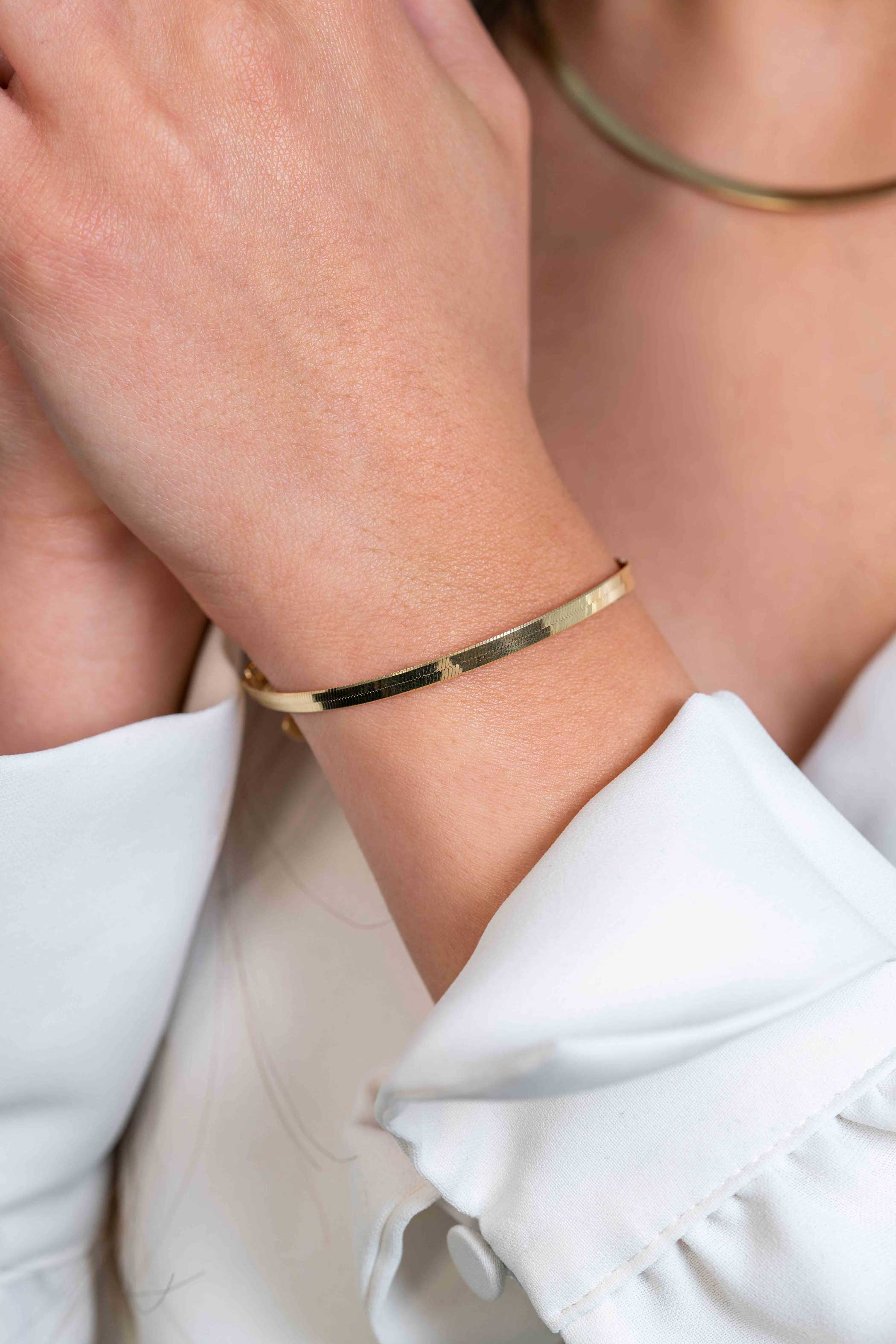 ZINZI zlv. armband gg.verguld plat slang poli 3.5mm