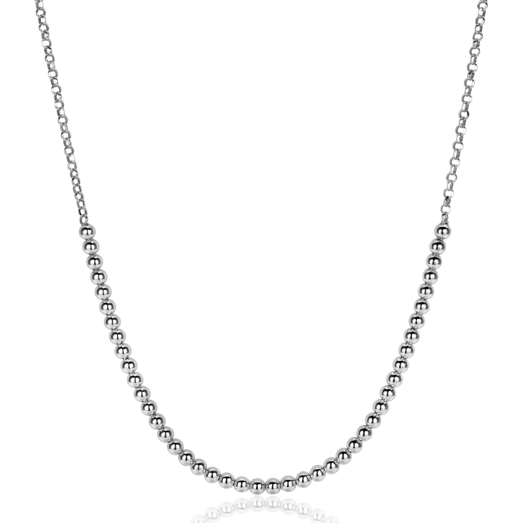 ZINZI Silber Jasseron-Kette mit Kugeln (2,5 mm breit) in der Mitte, 40-45 cm ZIC2640