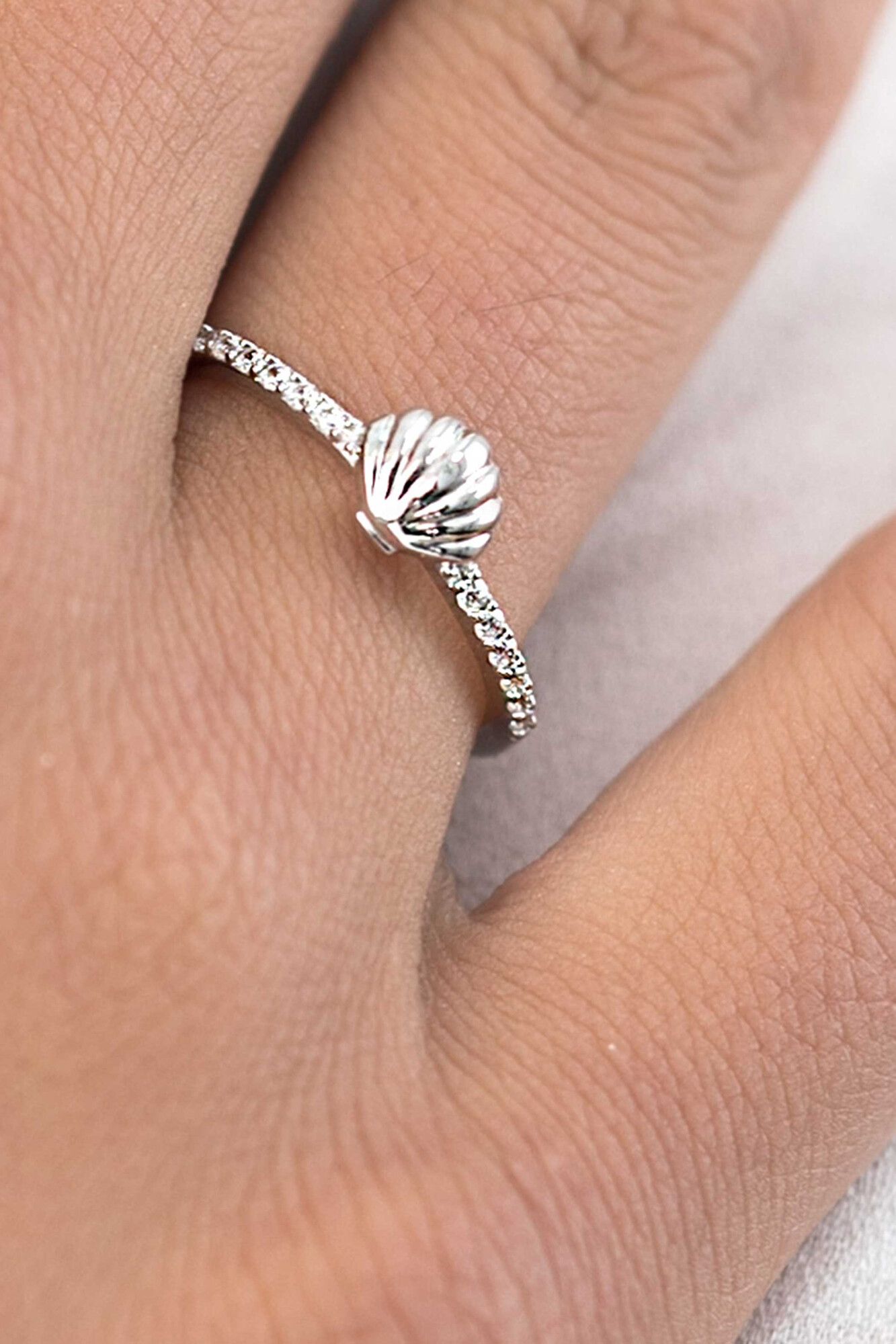 ZINZI silberner Ring Muschel weiß ZIR1885