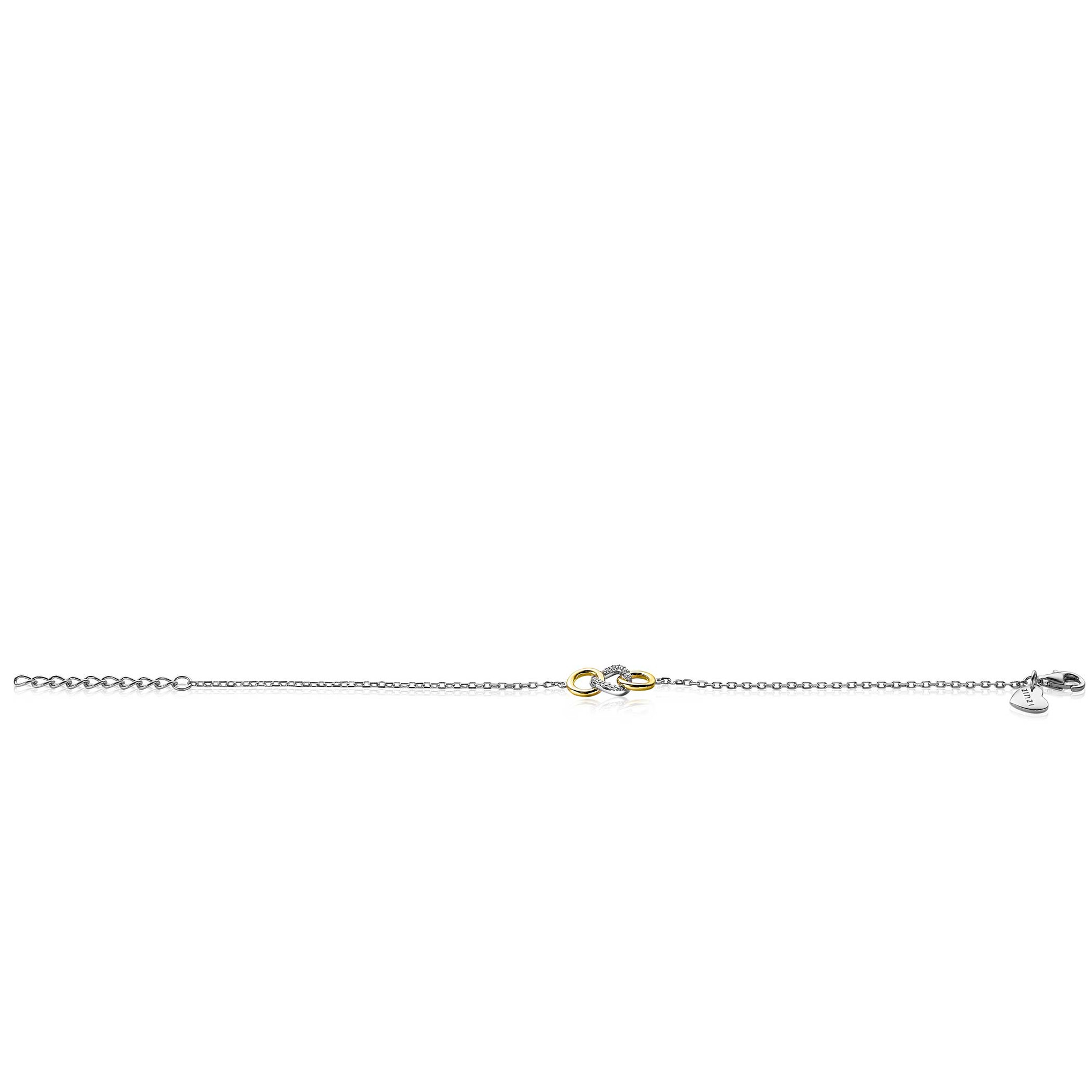 ZINZI silbernes Armband gelb vergoldet 3 offen Kreise verbunden  weiß ZIA2045Y