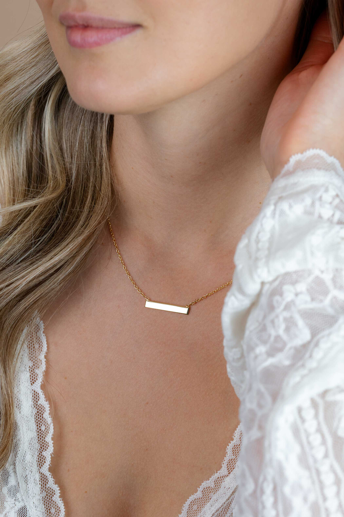 ZINZI zlv. collier gg.verguld met recht plaatje