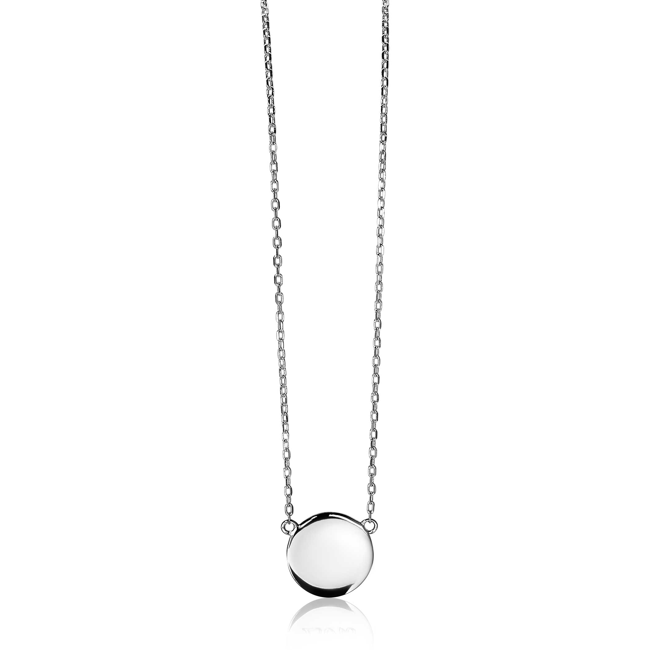 ZINZI zlv. collier met rond plaatje 11mm 42/45cm