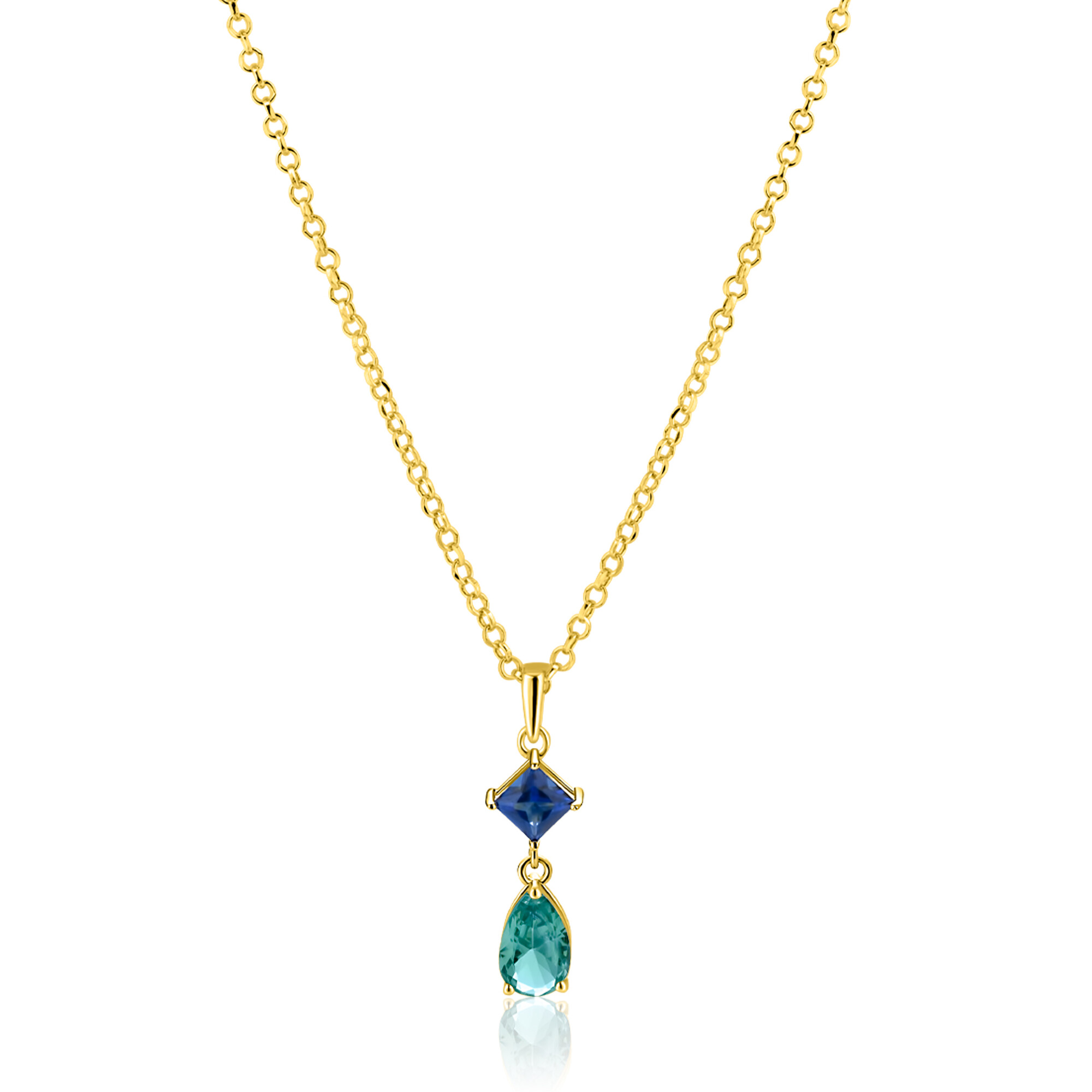 ZINZI zlv.collier gg.verg.hanger peer aqua/VK blauw