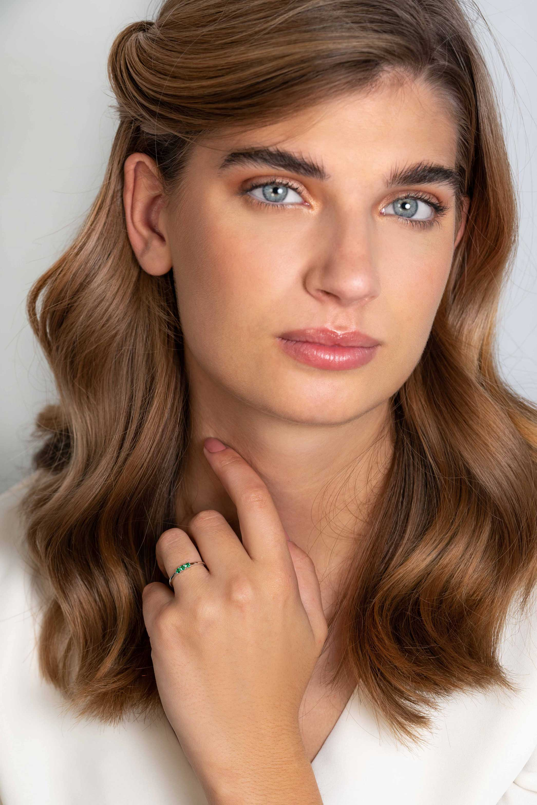 ZINZI silberner Ansteckring Chaton-Set grün ZIR2127G