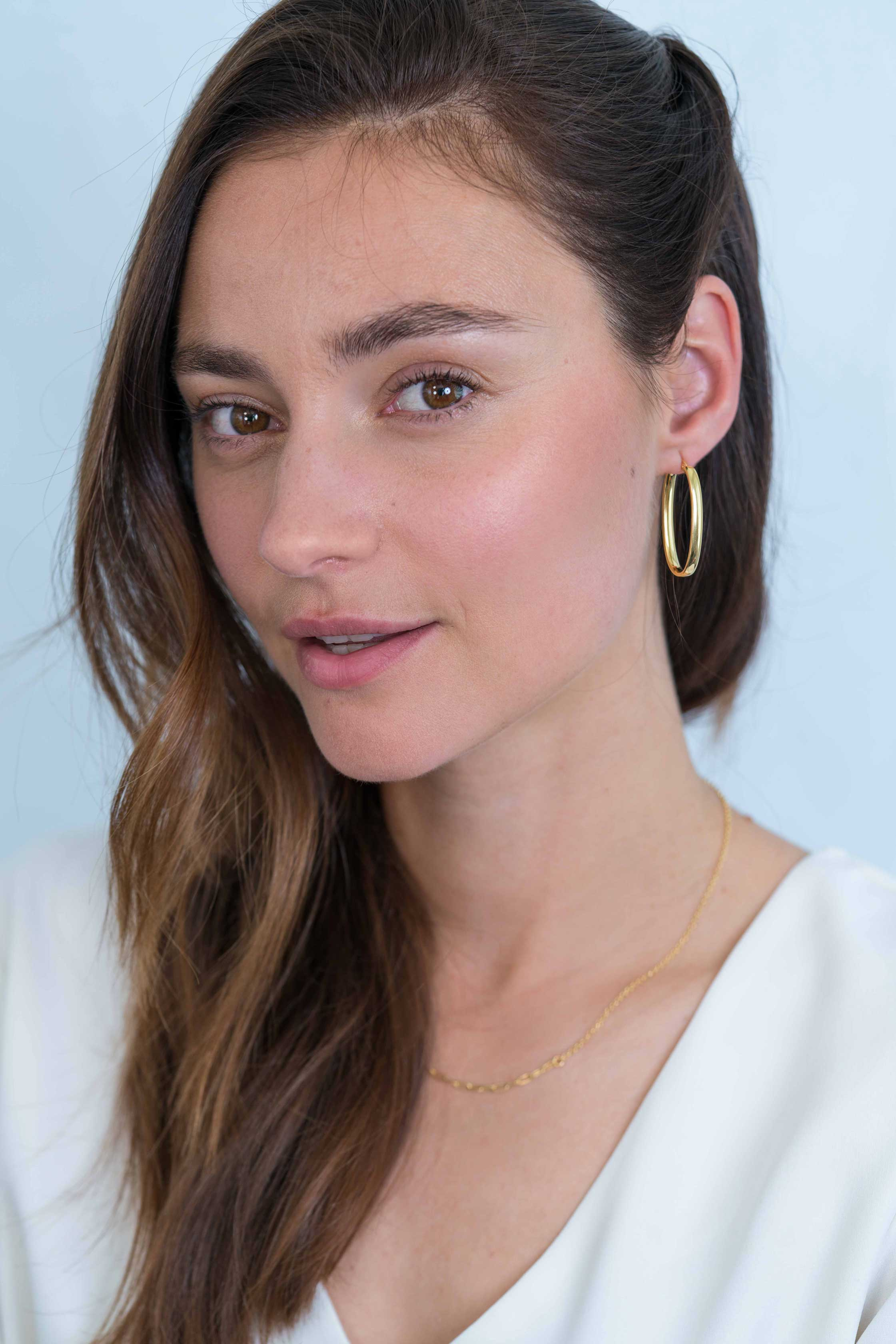 ZINZI silberne Ohrringe 14K gelb vergoldet 35x17mm oval ZIO2164G