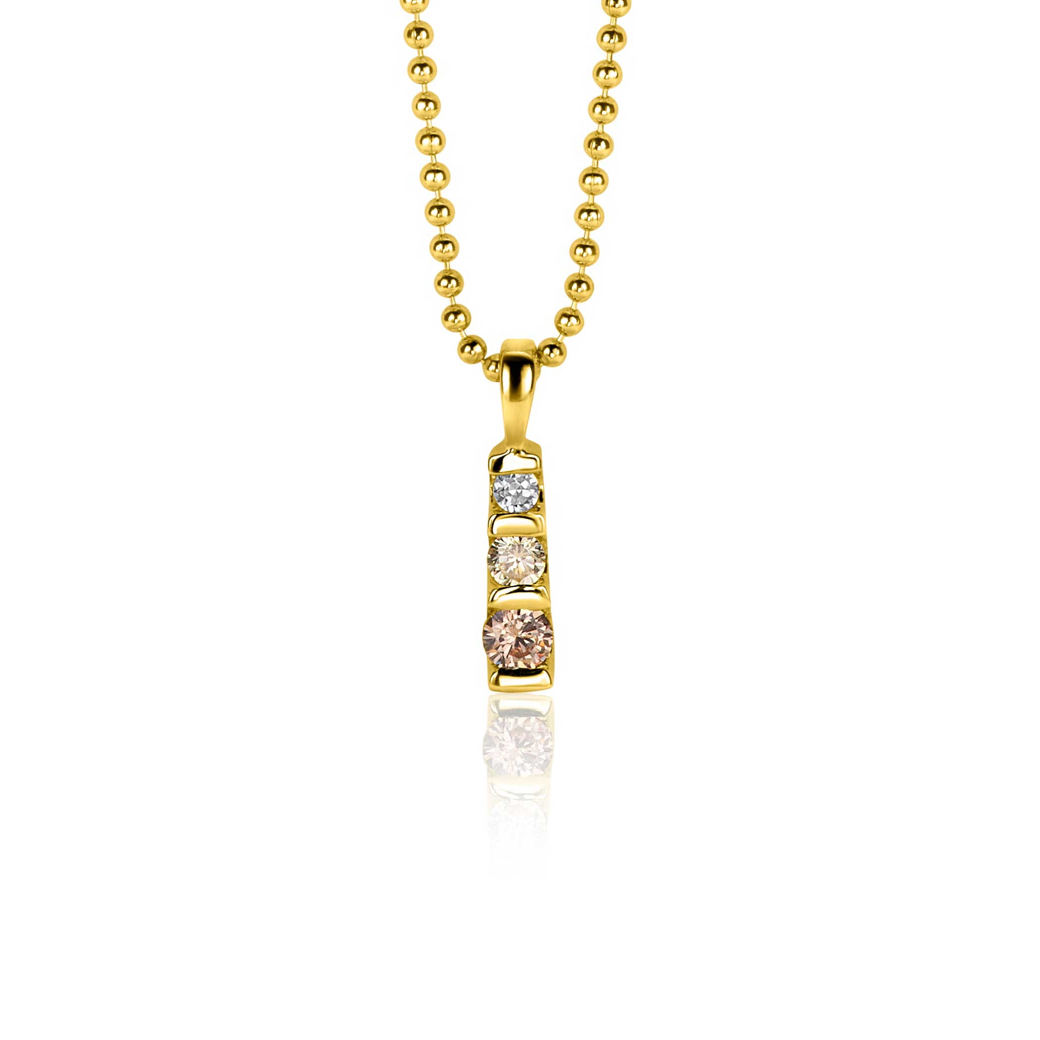 15mm ZINZI vergoldeter Silberanhänger, besetzt mit Champagner, Peridot und weißen Zirkonia ZIH2612 (ohne Kette)