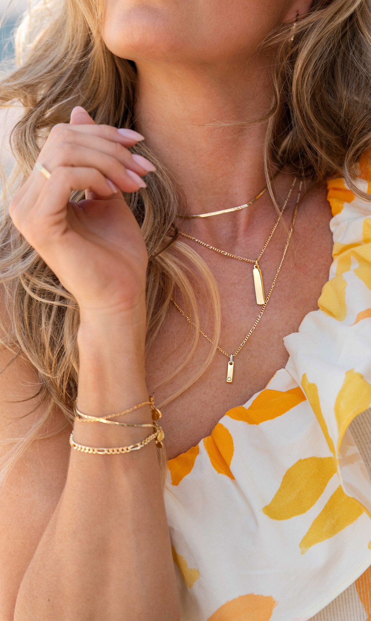 ZINZI silberner Anhänger 14K gelbvergoldet 32mm längliche Platte ZIH2213G