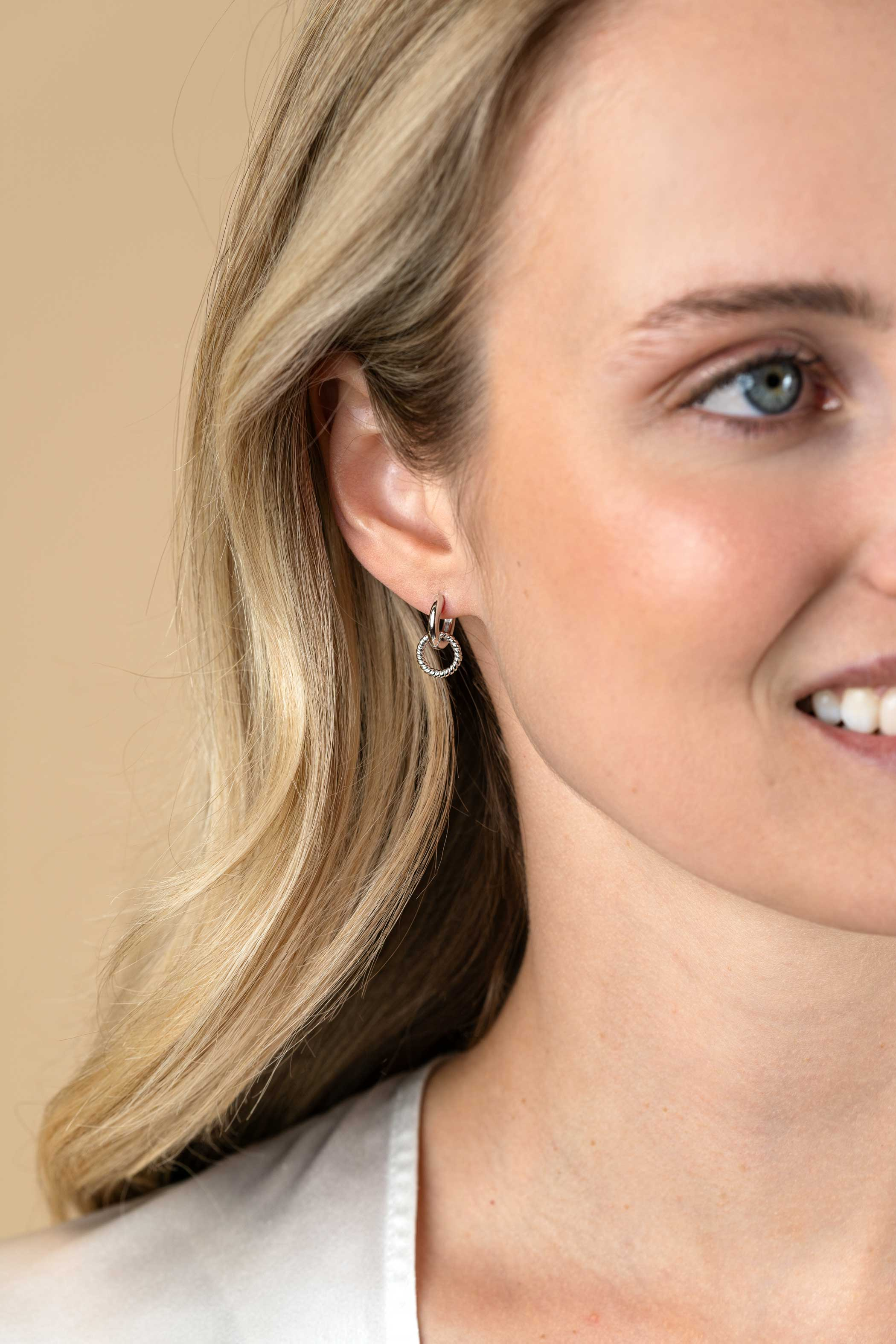 9,5mm ZINZI Silber-Ohrhänger in runder Form mit Tau-Effekt ZICH2594 (ohne Ohrringe)