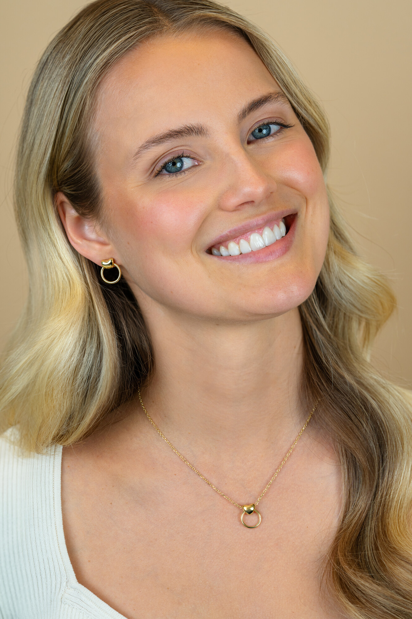 ZINZI zlv. collier gg.verg. hart en open ring 42/45cm