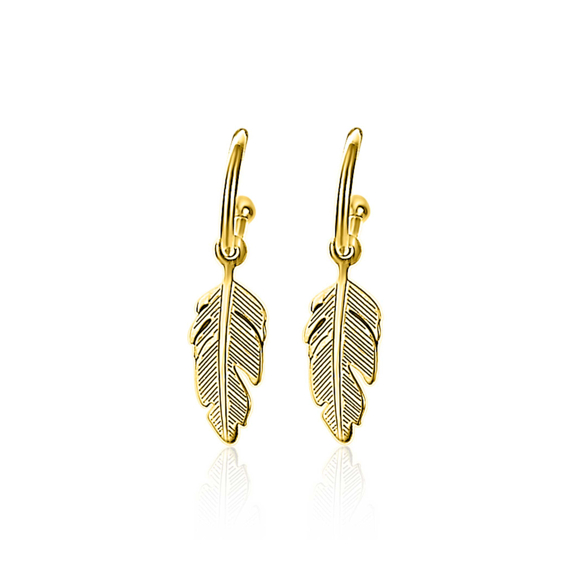 ZINZI silberne trendy Ohrringe 14K gelb vergoldet Feder ZIO1867G