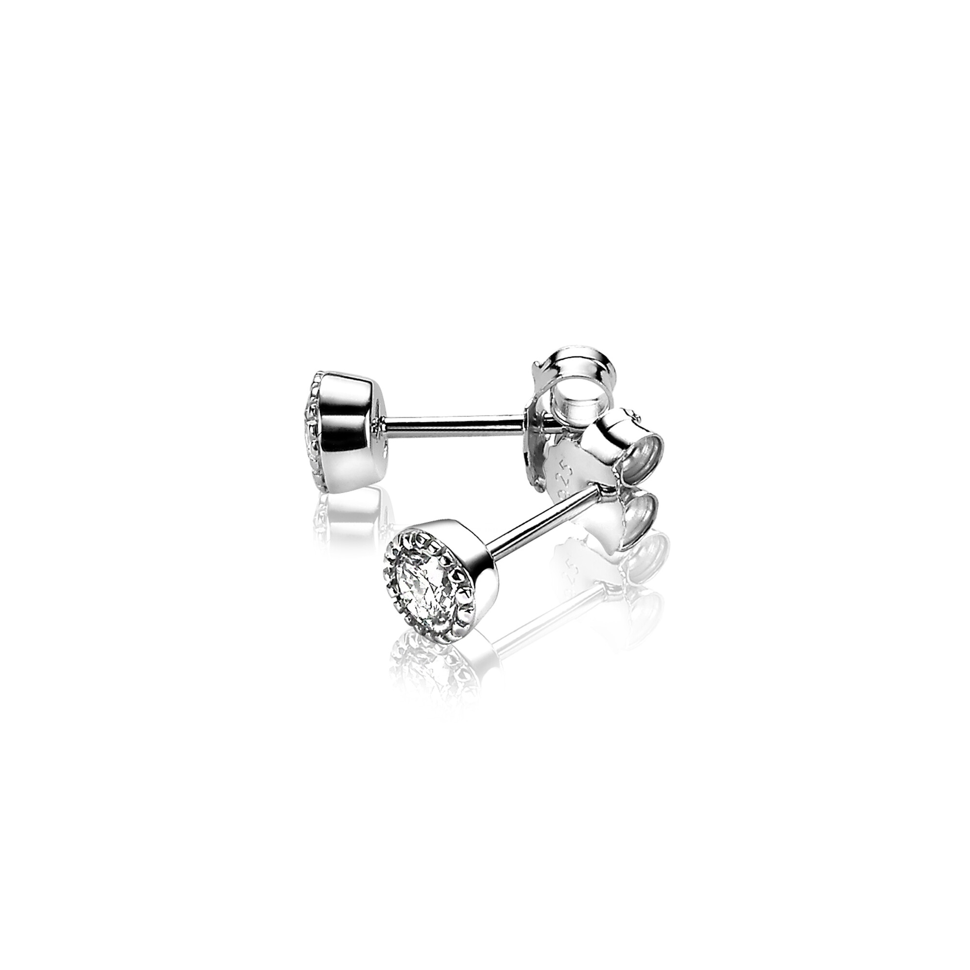 Zinzi silberne Ohrstecker rund 5mm weiß ZIO1263