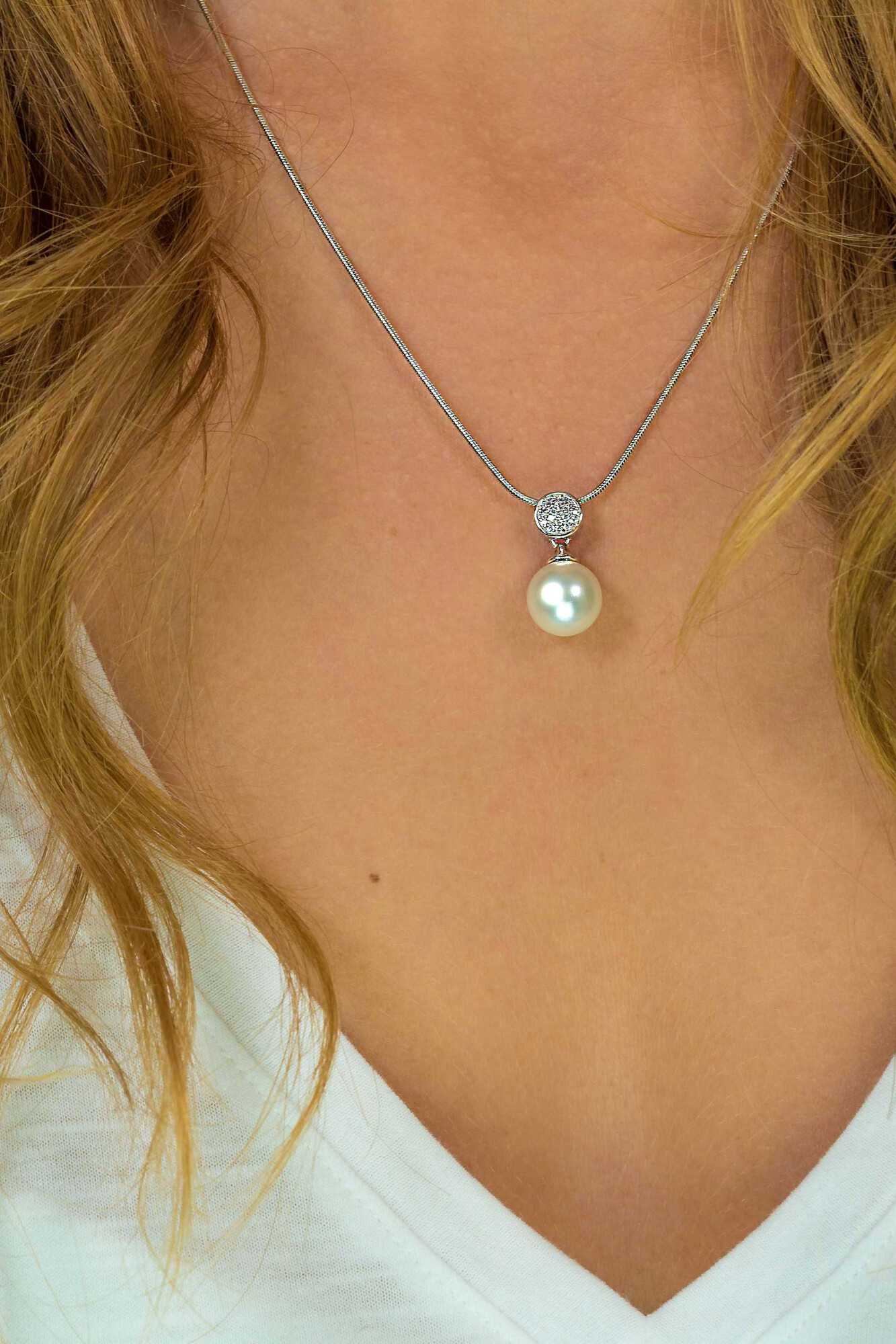 Zinzi silberner Perlenanhänger weiß ZIH1151