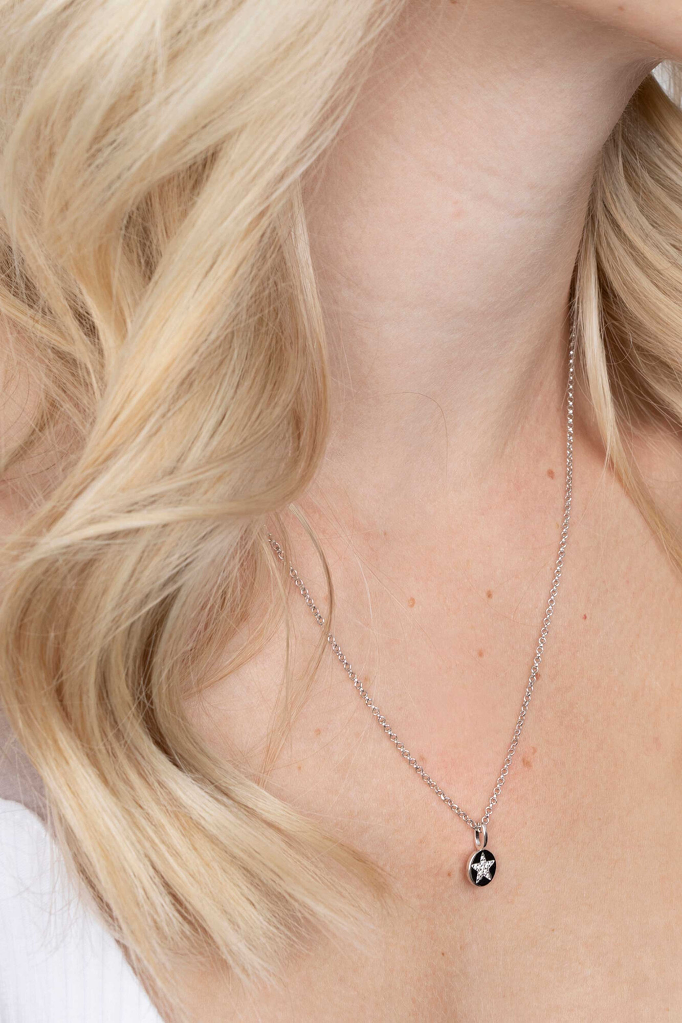 ZINZI silberner runder Anhänger Stern  weiß ZIH2066