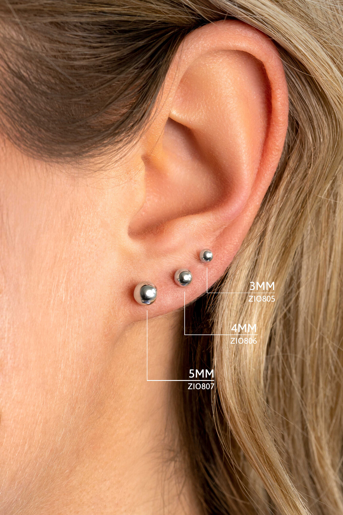 Zinzi silberne Ohrstecker glatt Kugel 5mm ZIO807