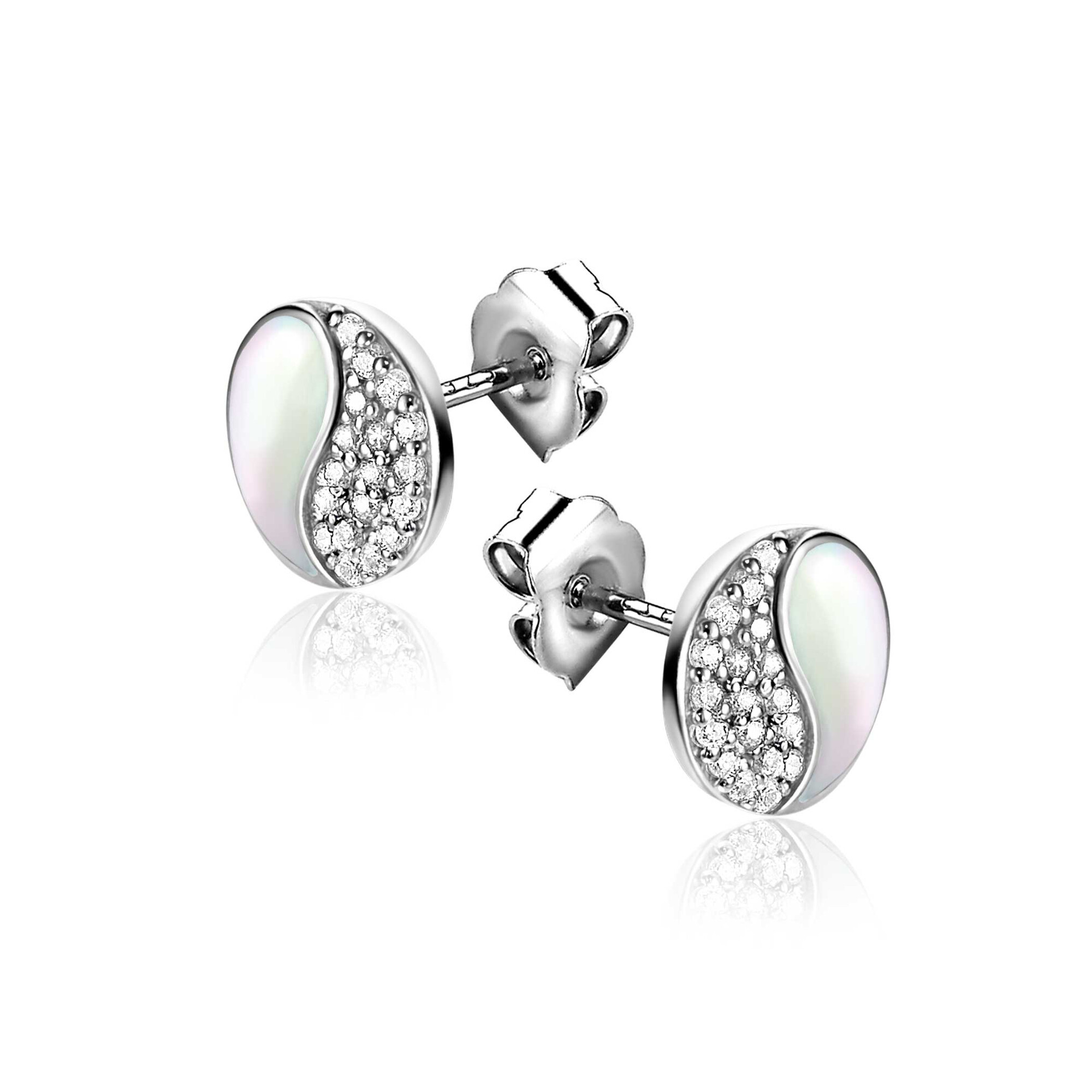 ZINZI zlv. oorstekers yin yang zirconia's parelmoer