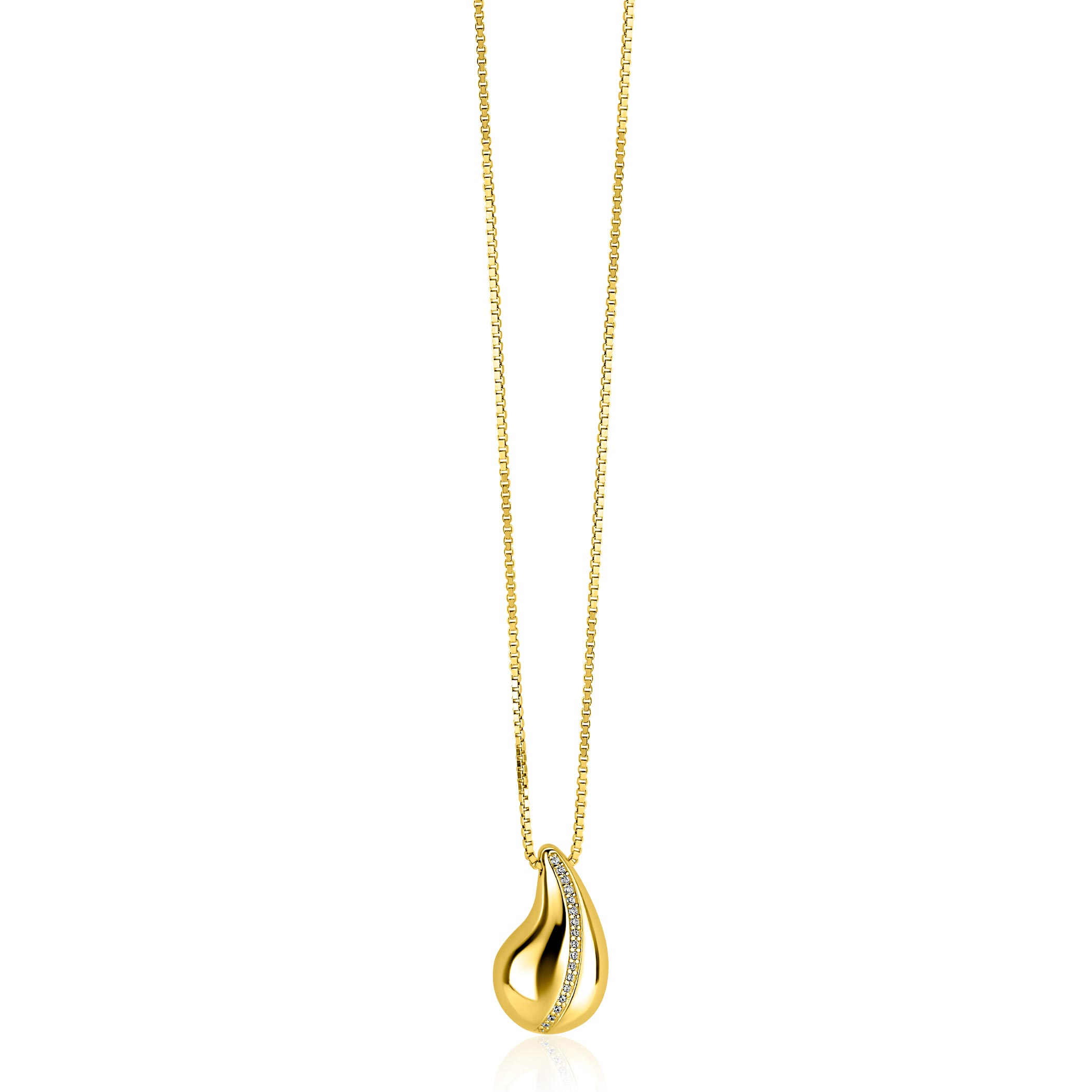 ZINZI zlv.collier gg.verg.druppel hanger met zirconia's