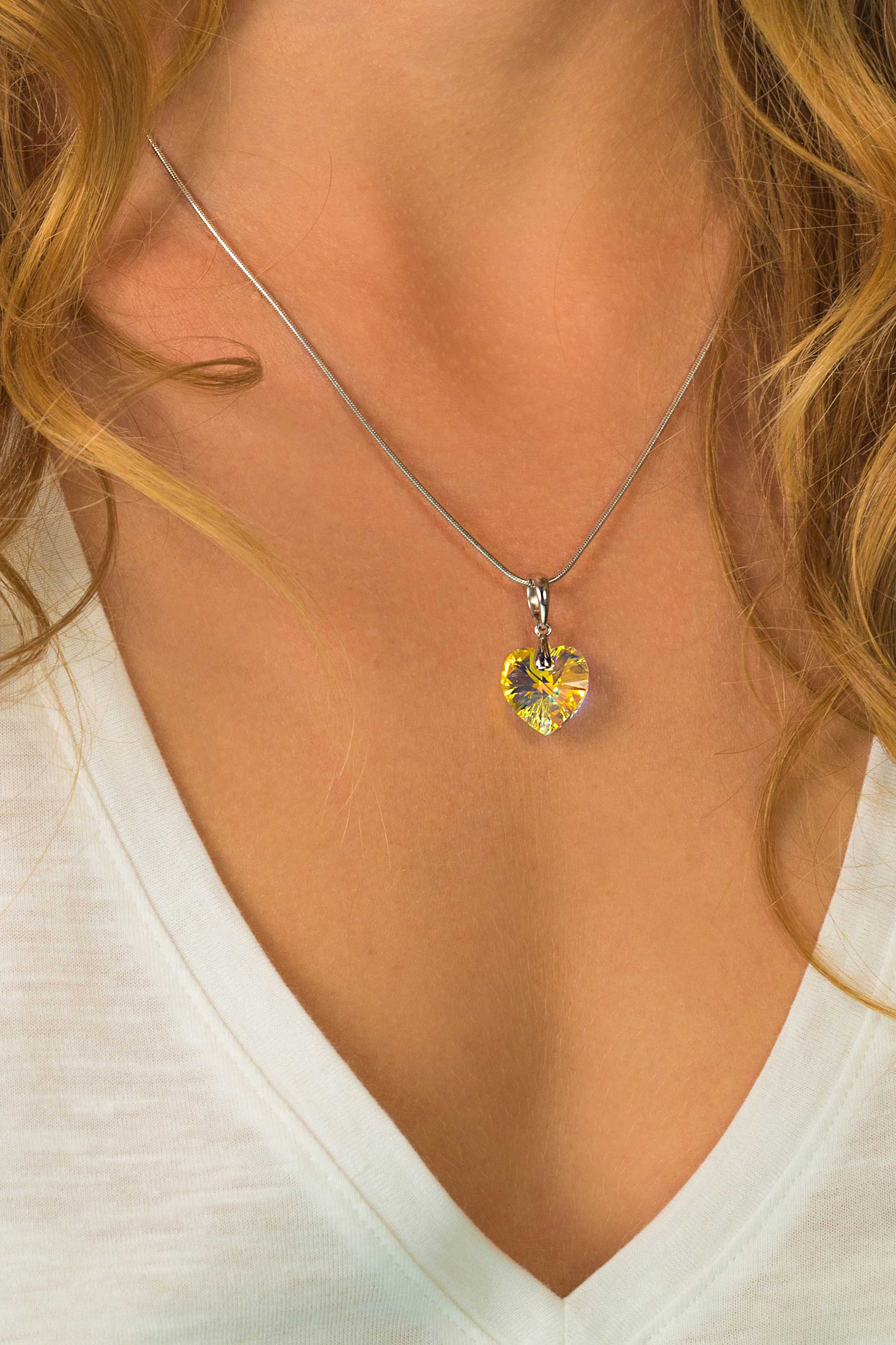 Zinzi silberner Herz Anhänger Swarovski  weiß ZIH903