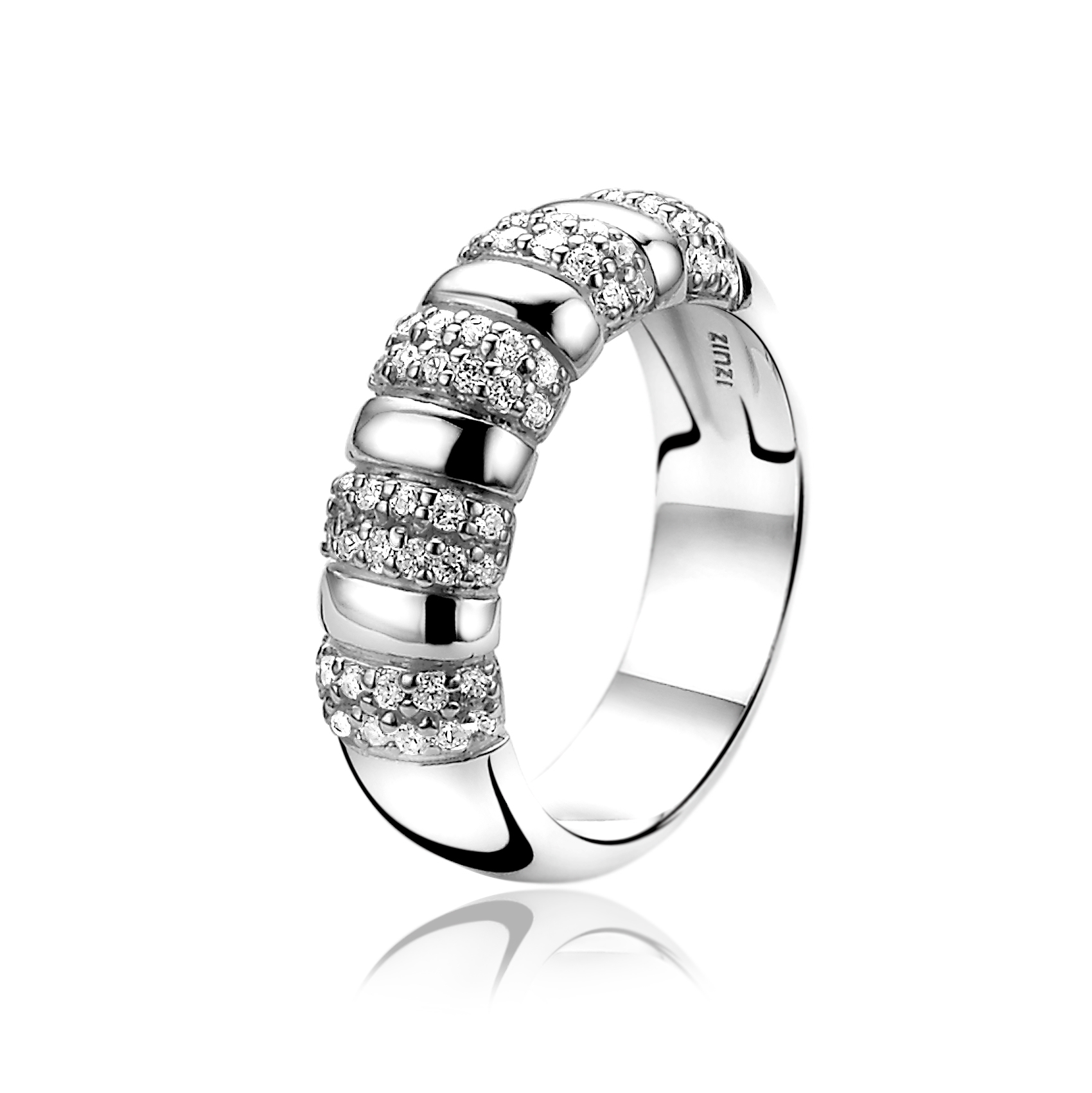 ZINZI silberner Ring glatt weiß ZIR1174