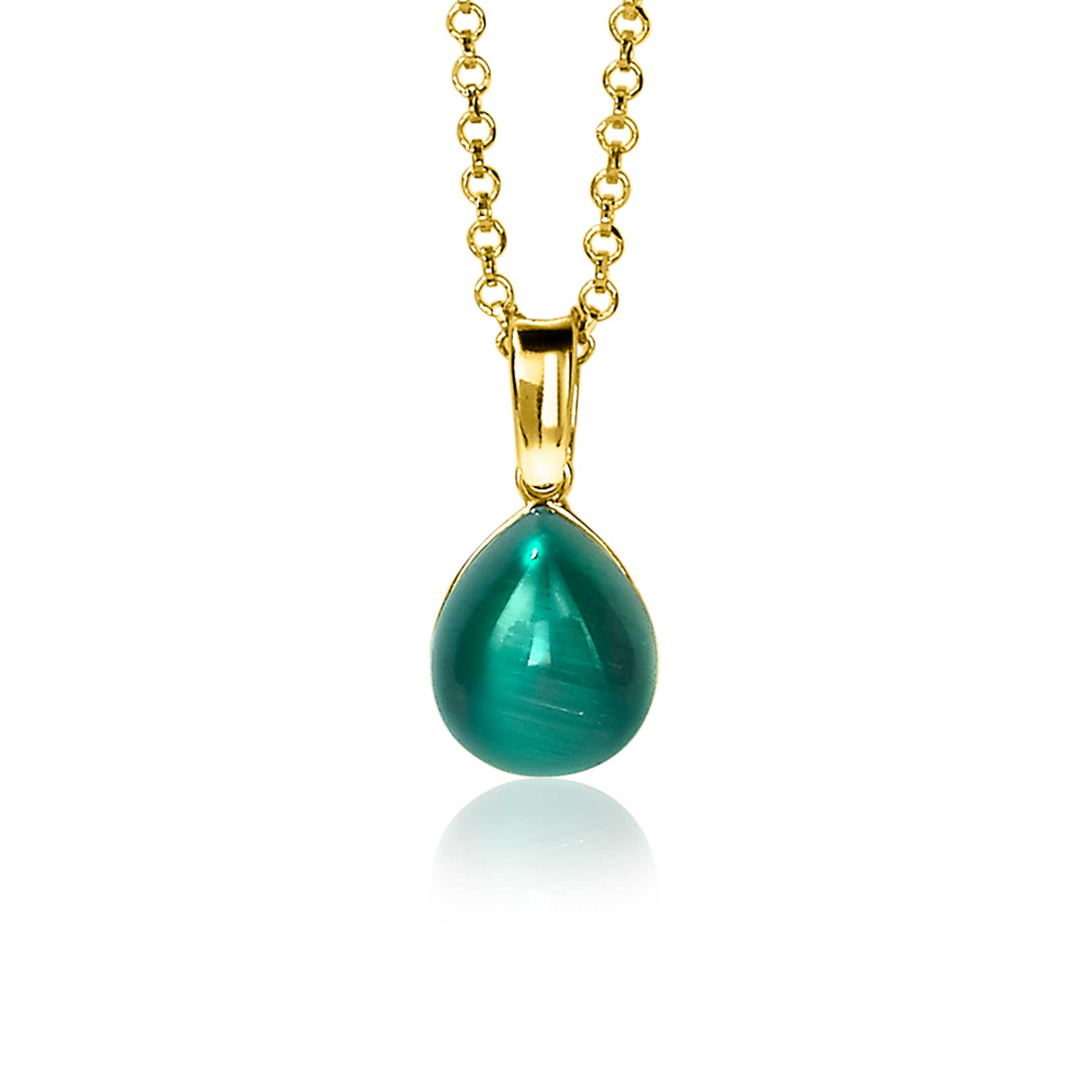 ZINZI silberner Anhänger gelbvergoldet grün Birnenform 20mm ZIH1934GG