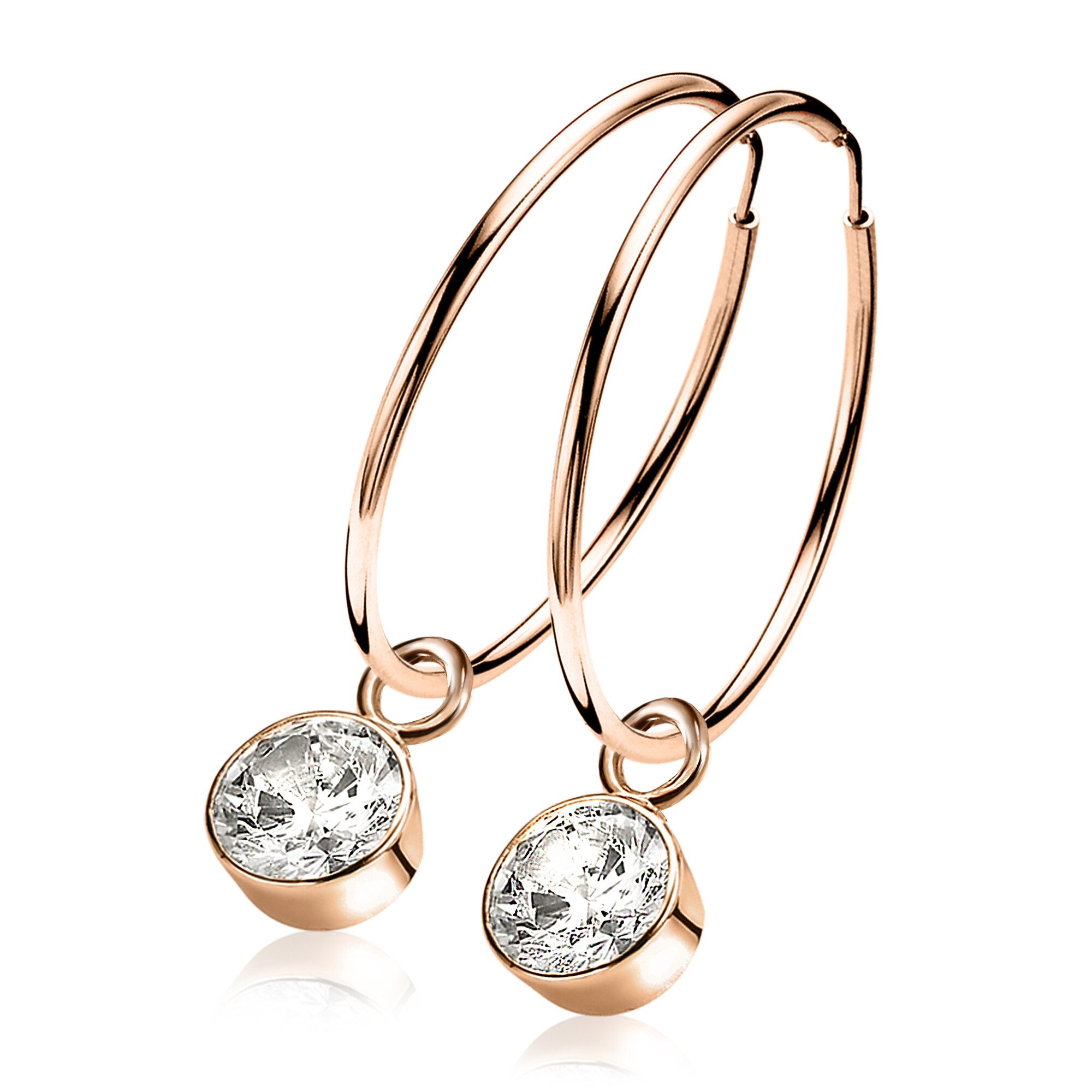 ZINZI silberne Ohrringe rosé vergoldet 35 x 2mm glatt ZIO435R