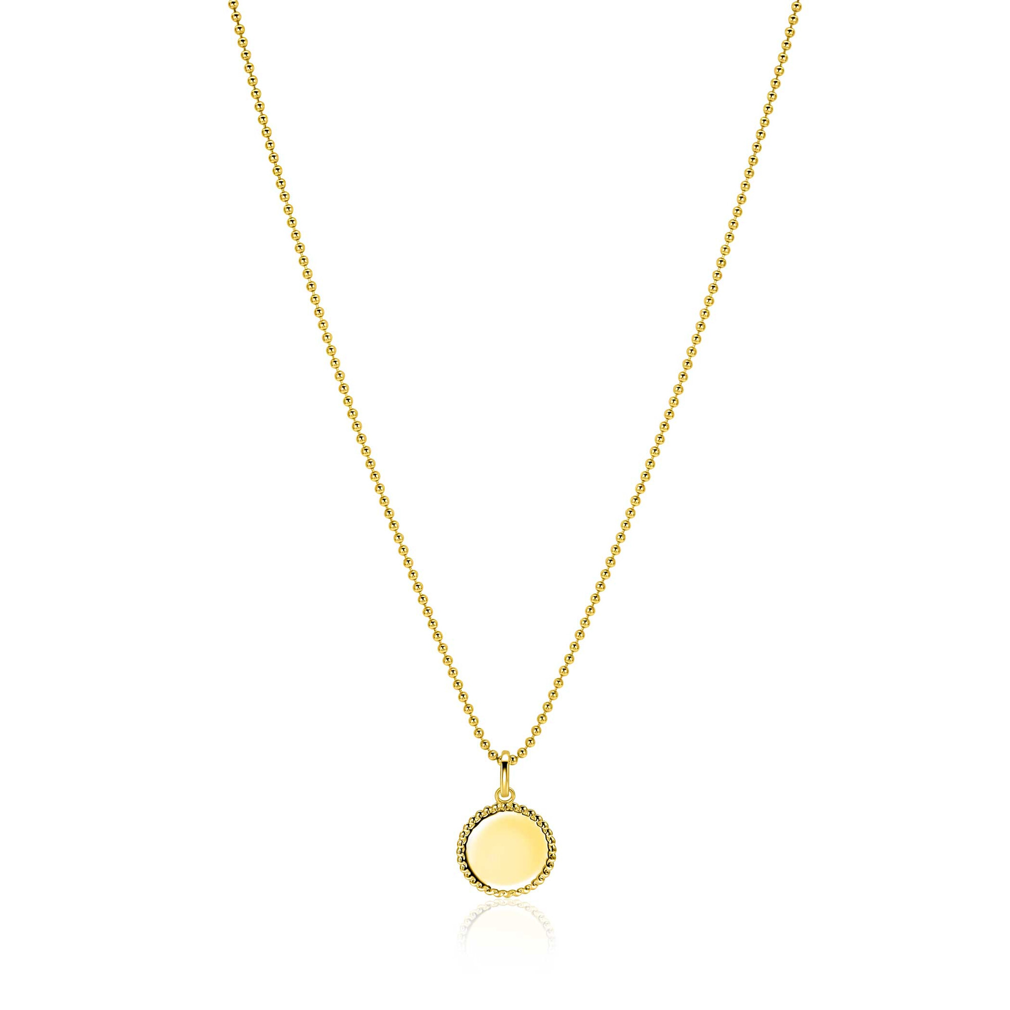 12mm ZINZI Vergoldeter Silberner Münzanhänger mit Perlrand für Gravur ZIH2650G (ohne Kette)