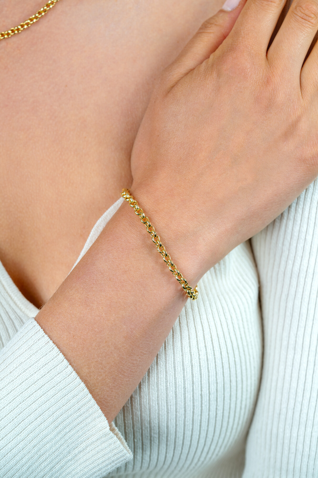 ZINZI silbernes Jasseron Armband gelb vergoldet 5mm breit 19cm ZIA1009G