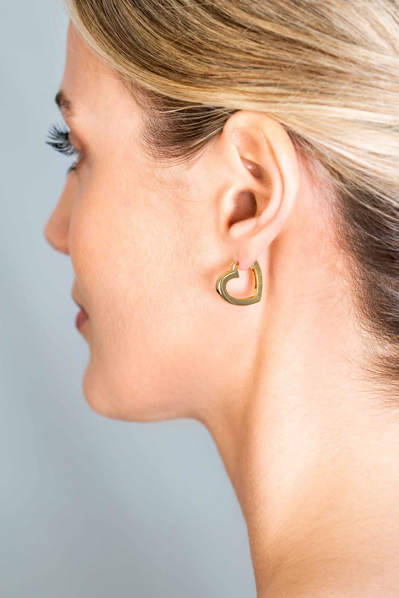 ZINZI silberne Ohrringe 14K gelb vergoldet 18mm offen Herz Form ZIO2195G