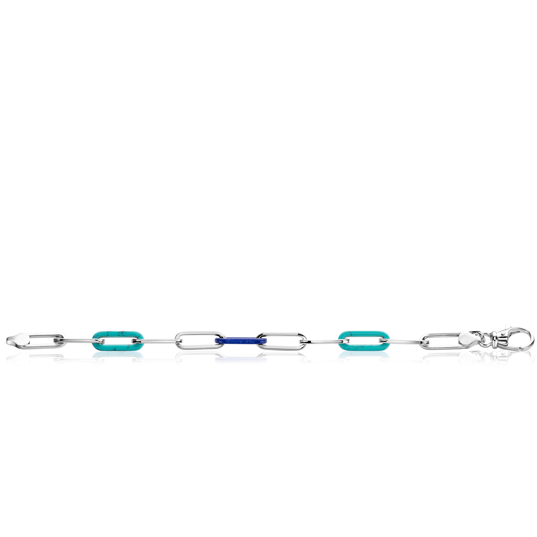 ZINZI zlv. armband paperclip/lapis/turquoise