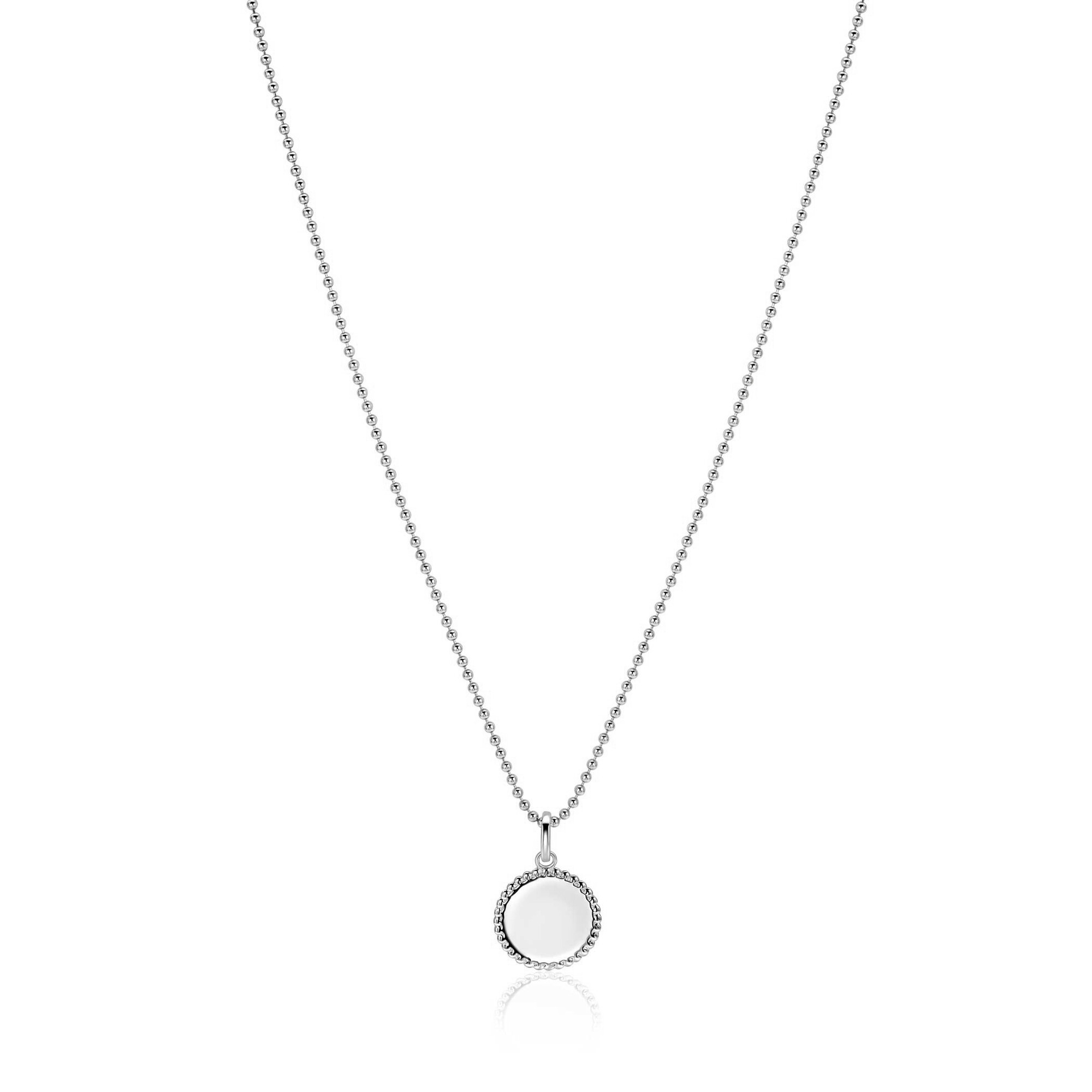 12mm ZINZI Silberner Münzanhänger mit Perlrand für Gravur ZIH2650 (ohne Kette)