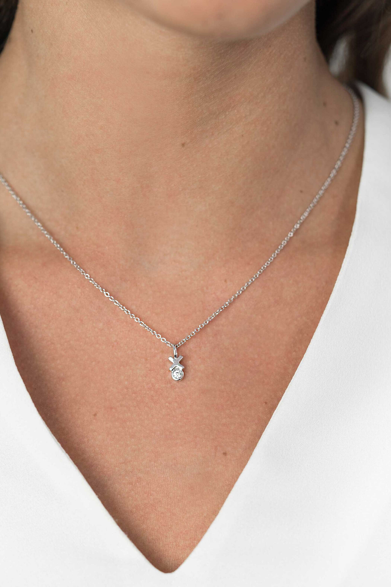 ZINZI silberner Anhänger Kreuz rund weiß ZIH1821