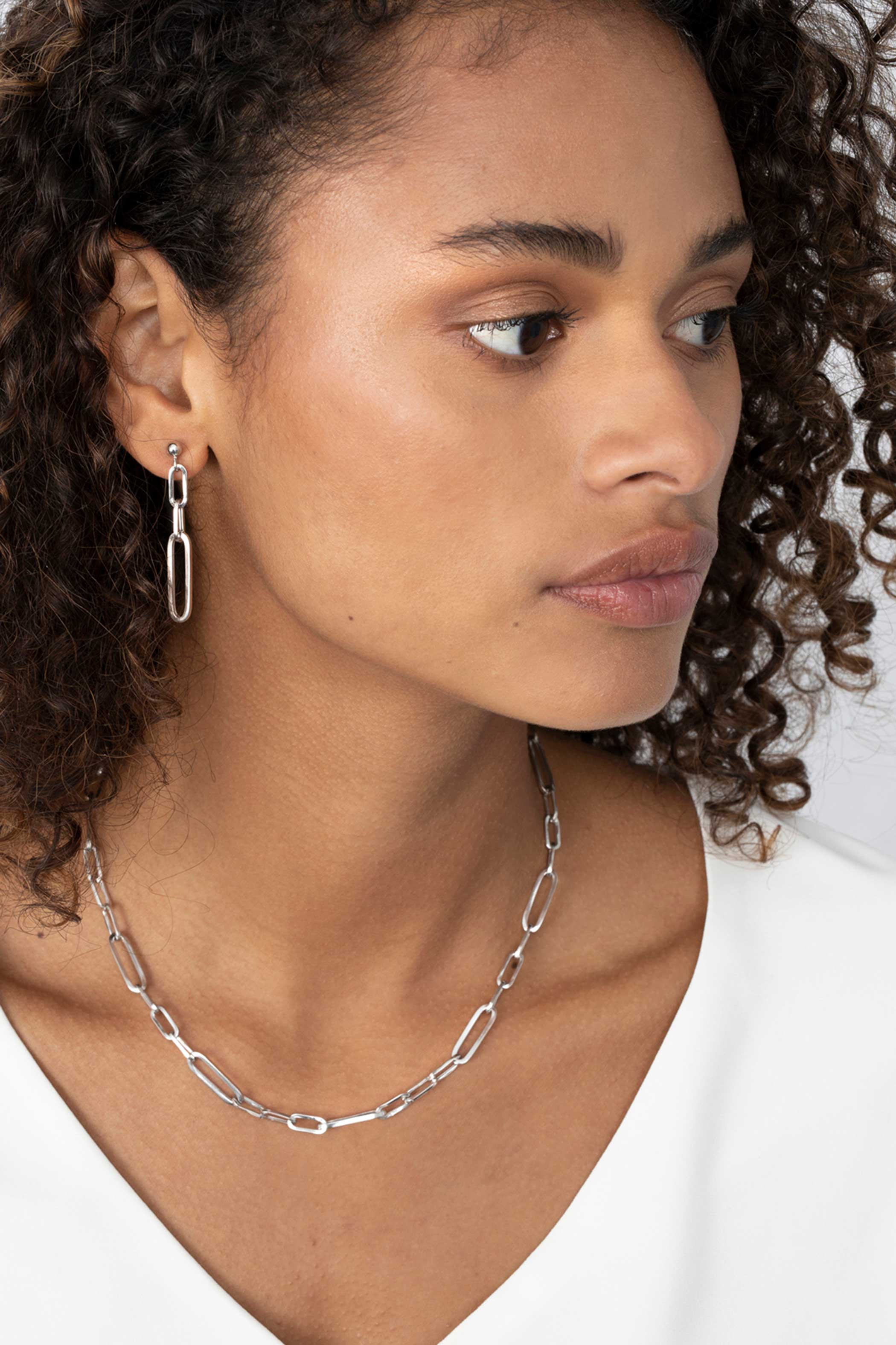 ZINZI silberne Ohrhänger 45mm mit ovalen closed for ever Glieder ZIO1990