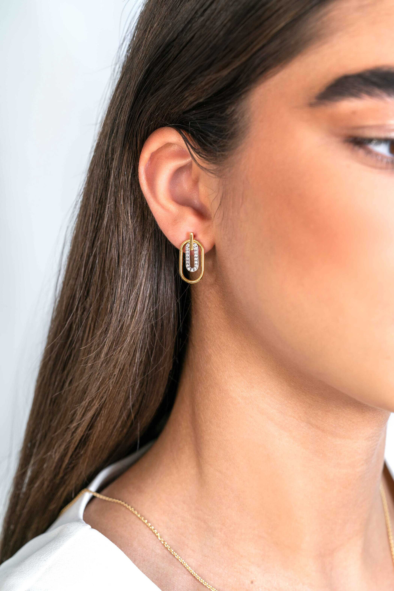 ZINZI zlv. oorstekers gg.verg. 2 ovaal 1x zirconia's