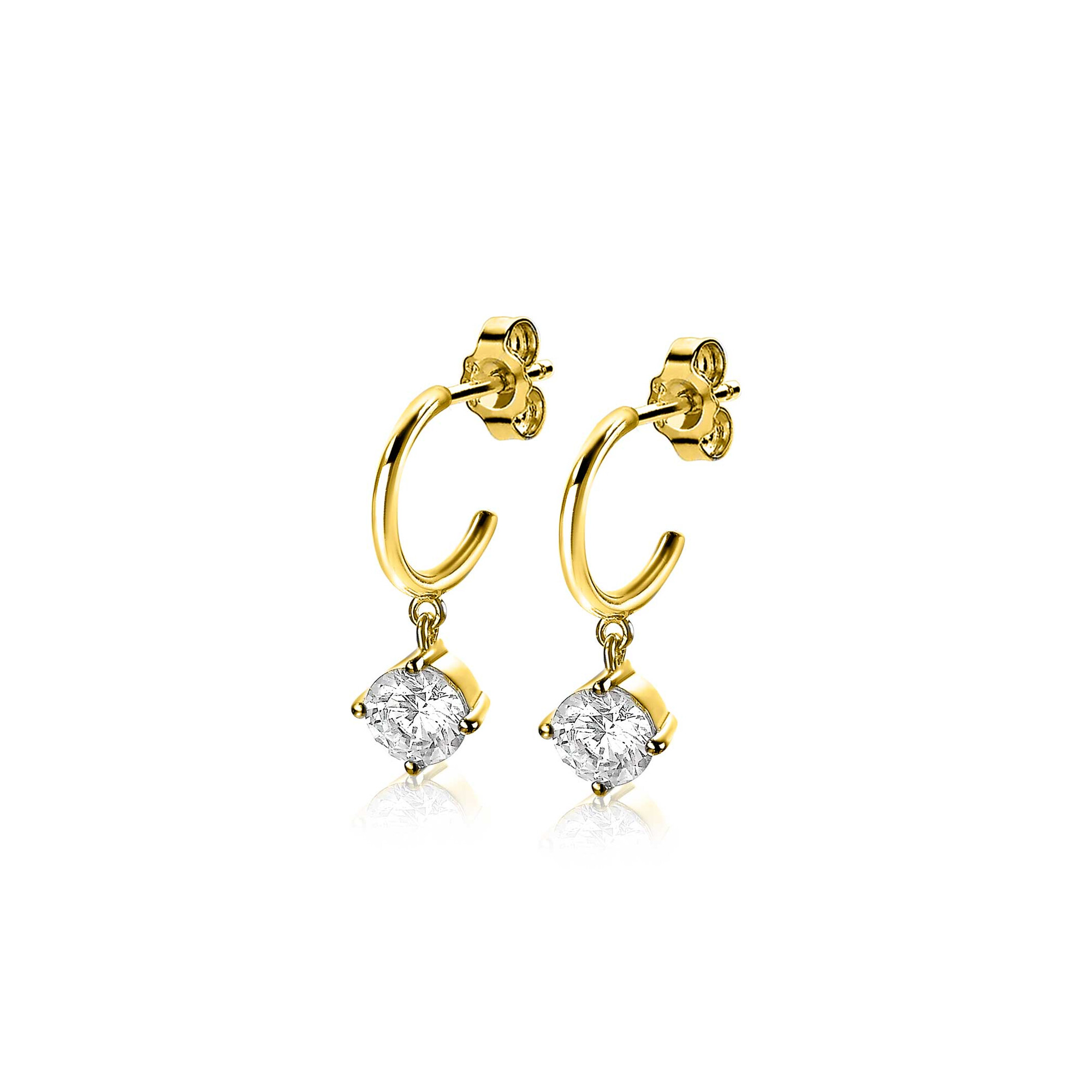 ZINZI silberne Ohrringe gelbvergoldet  weiße Zirkonia ZIO1980G