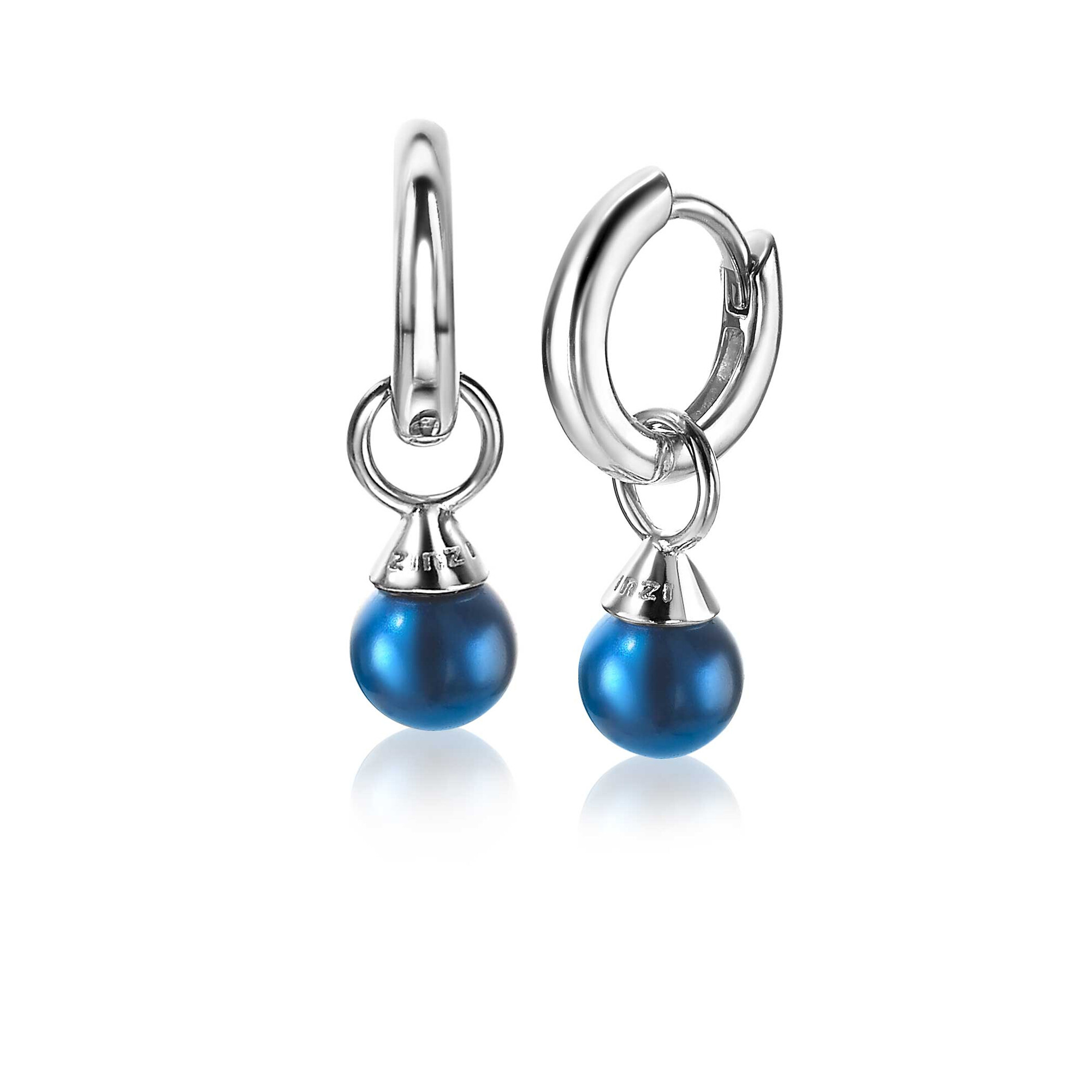 ZINZI silberne Ohrhänger Perlen blau 6mm ZICH1749B