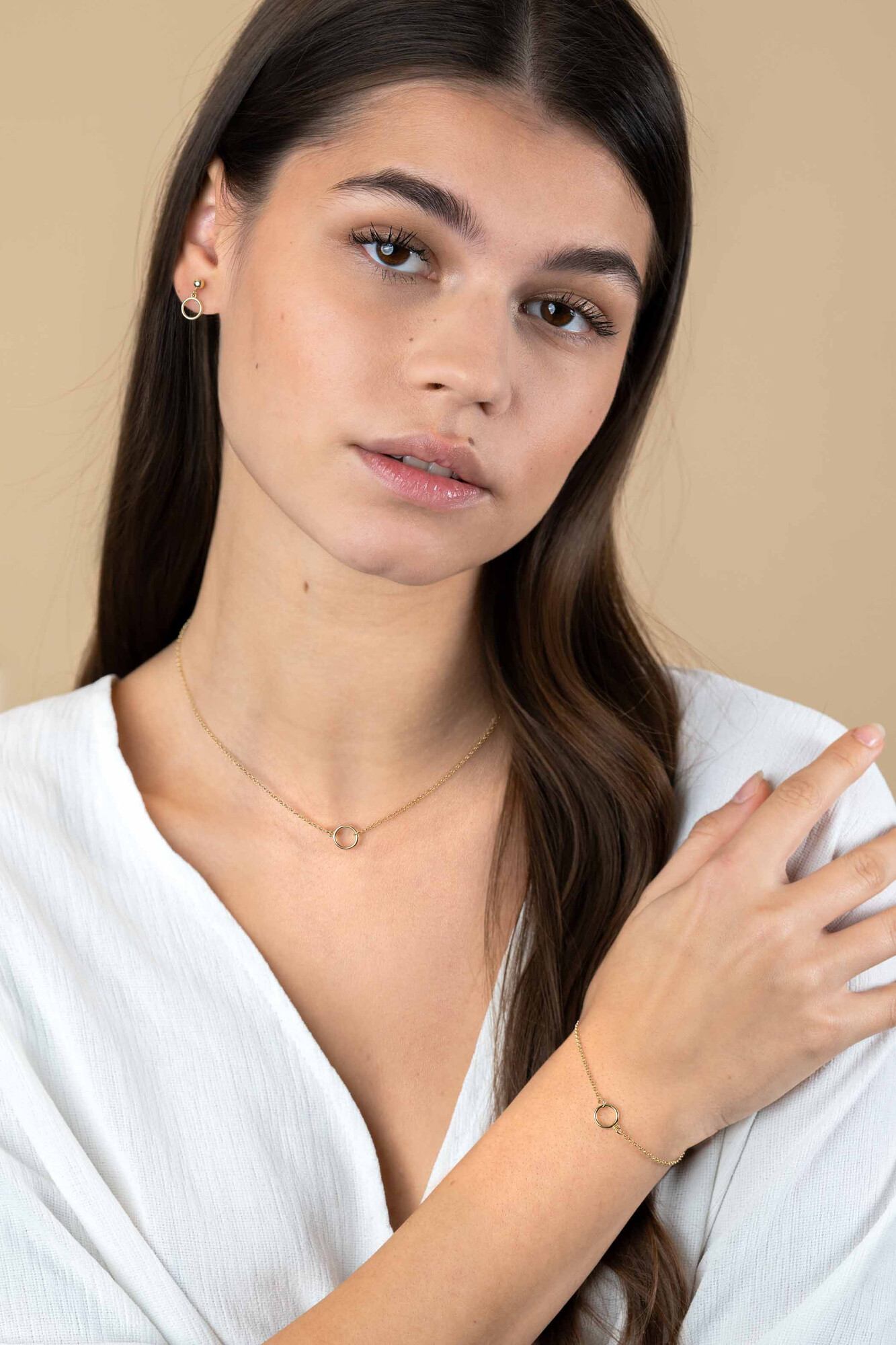 ZINZI zlv. armband gg.verg. met open rondje